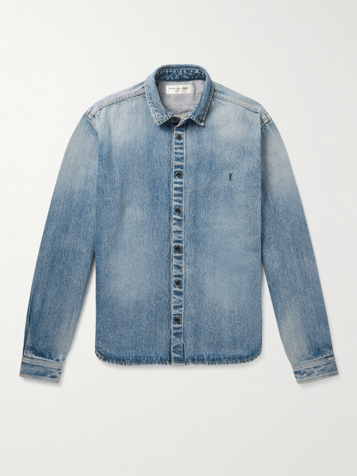 Saint Laurent Logo-Embroidered Denim Shirt - Men