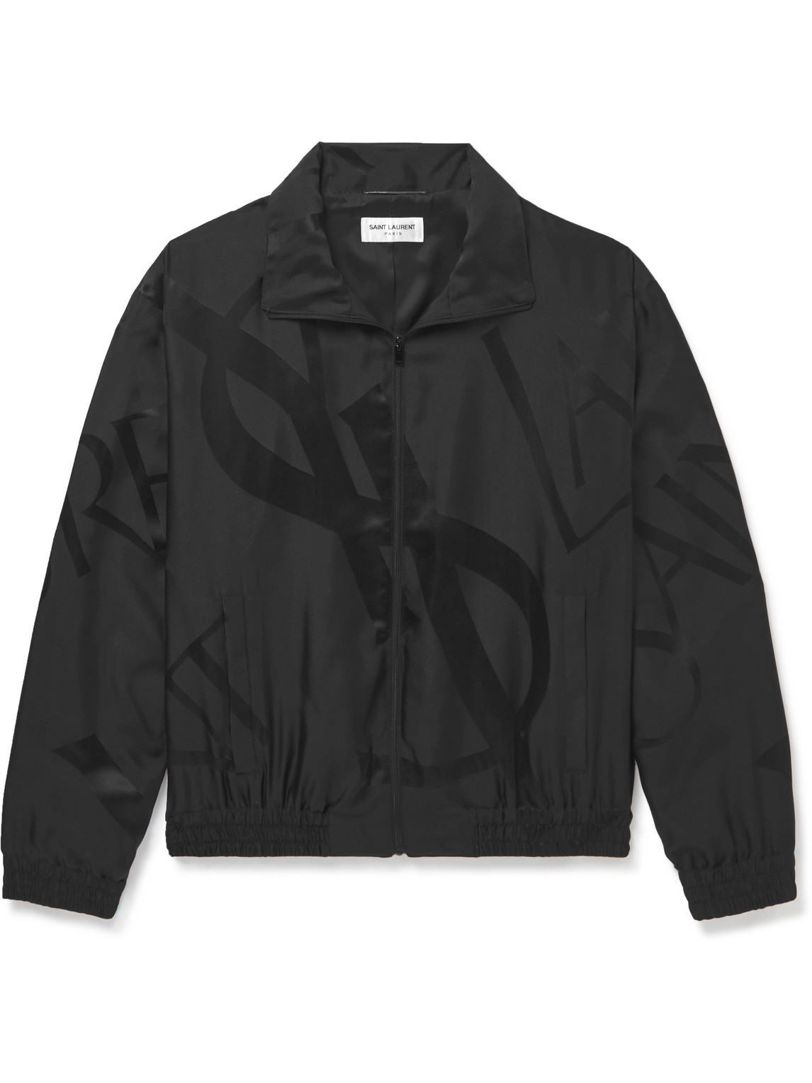 Saint Laurent Logo-print Tonal Silk Jacket In Unknown