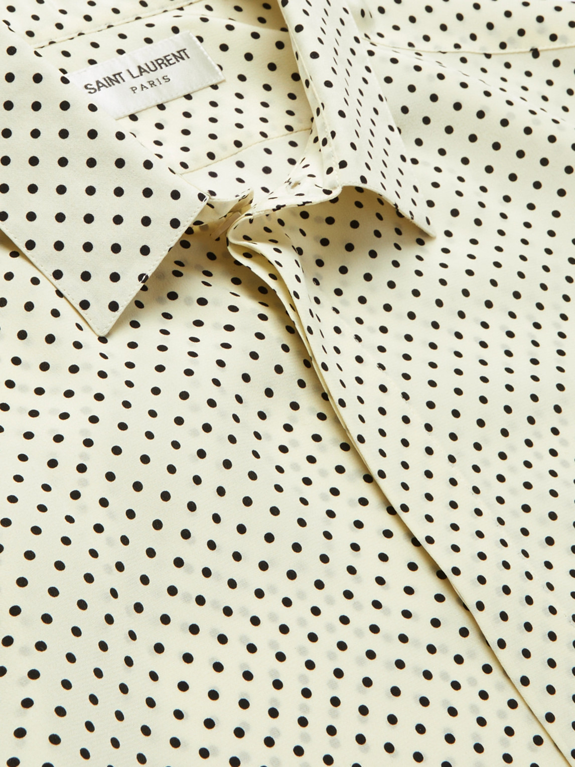 Shop Saint Laurent Polka-dot Silk Crepe De Chine Shirt In Neutrals