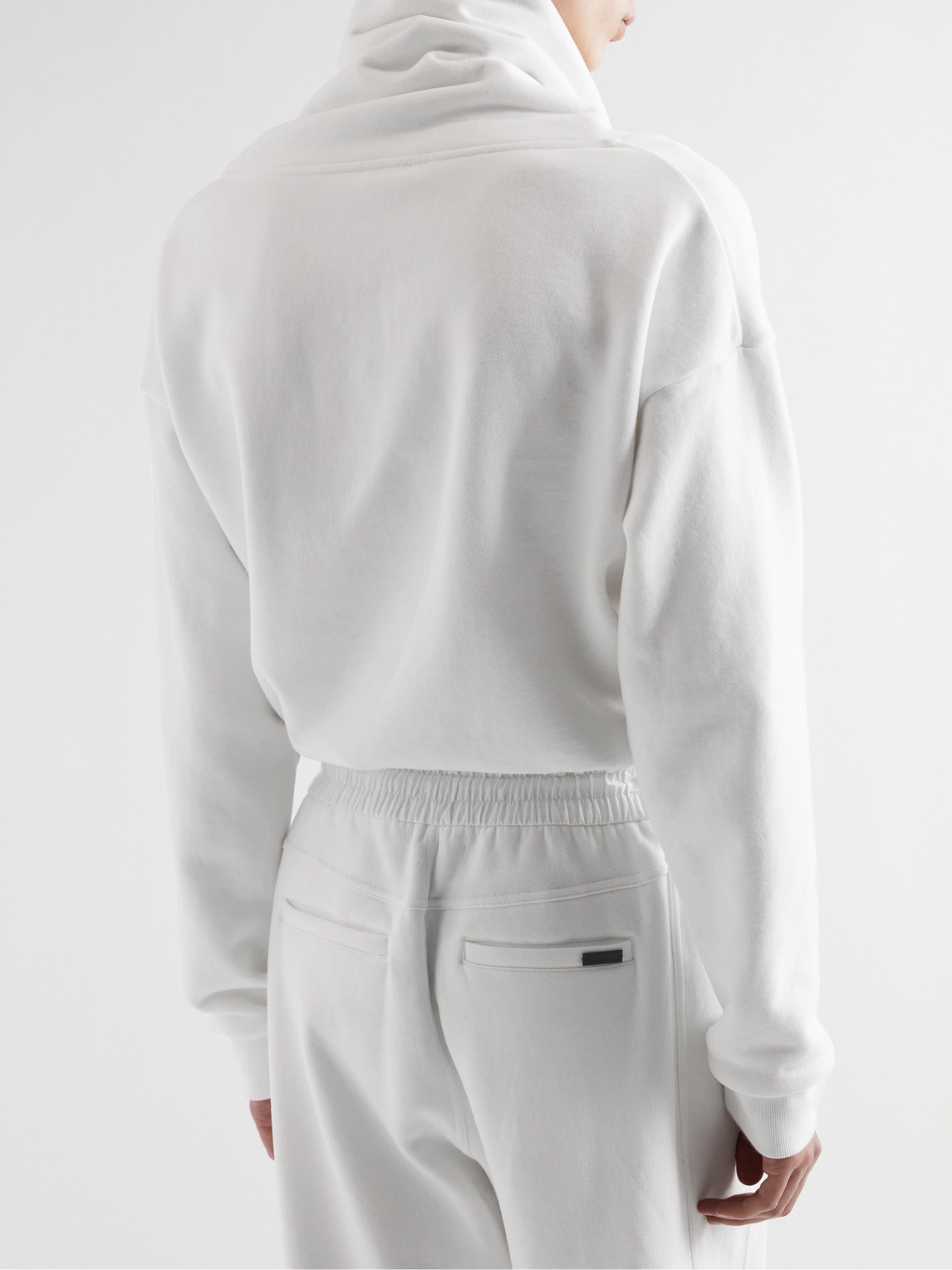 Shop Saint Laurent Shawl-collar Cotton-jersey Sweatshirt In White