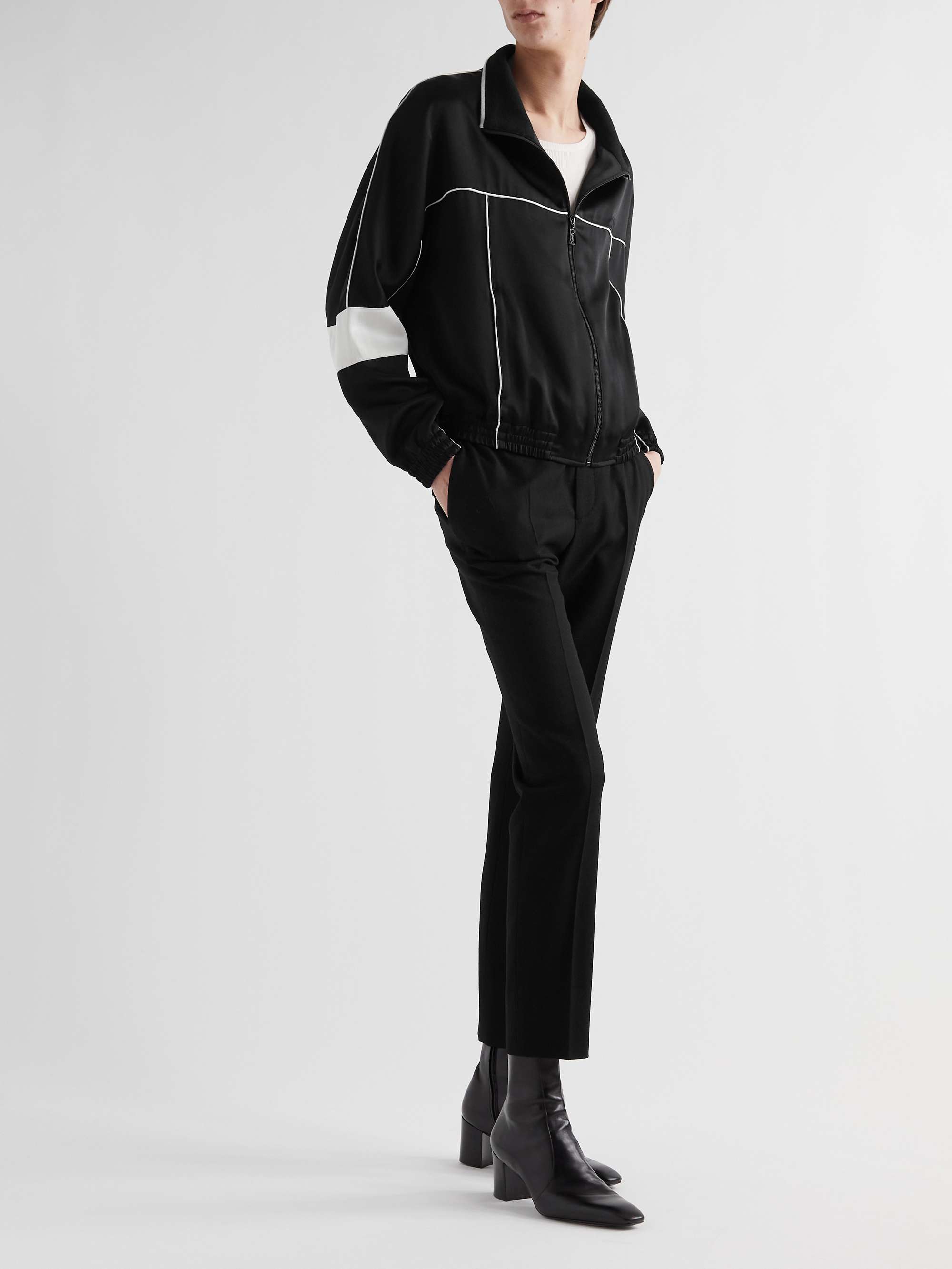 OFF-WHITE Appliquéd Wool-Blend Felt and Leather Varsity Jacket for