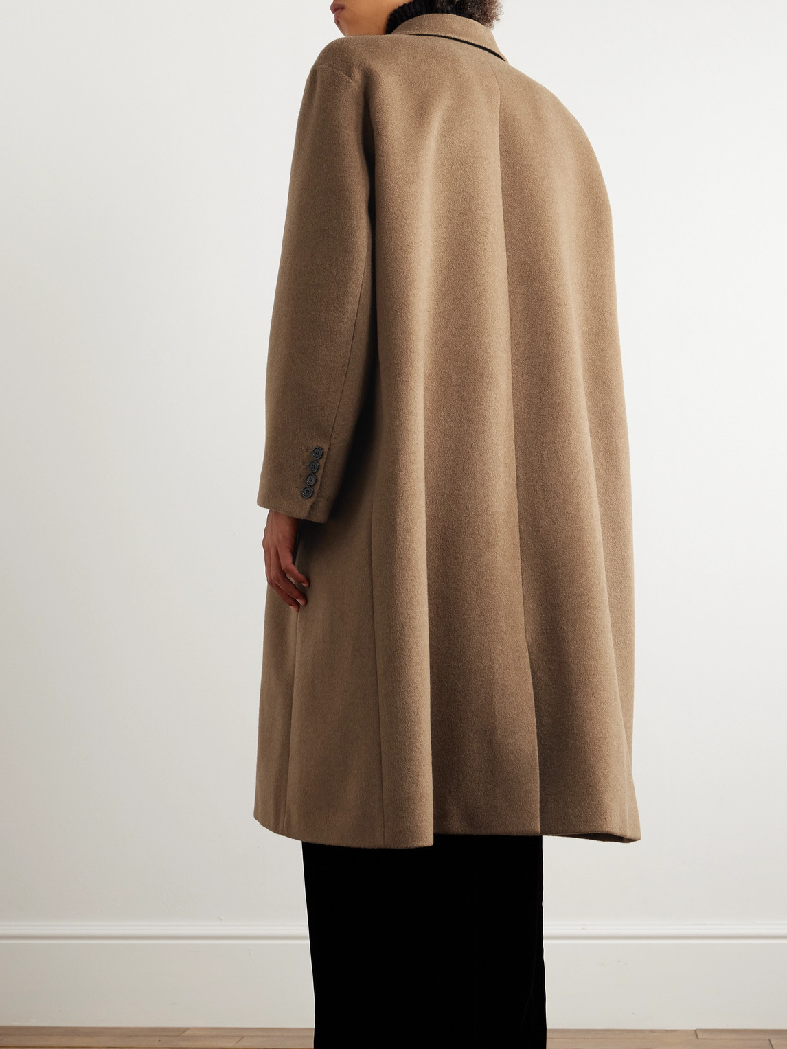 Shop Saint Laurent Oversized Brushed-wool Coat In Brown