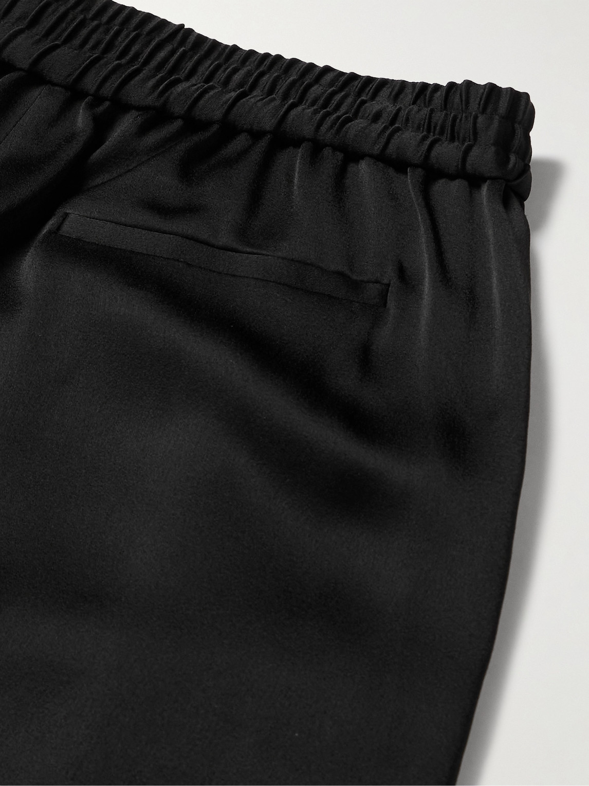 Shop Saint Laurent Wide-leg Satin Drawstring Trousers In Black