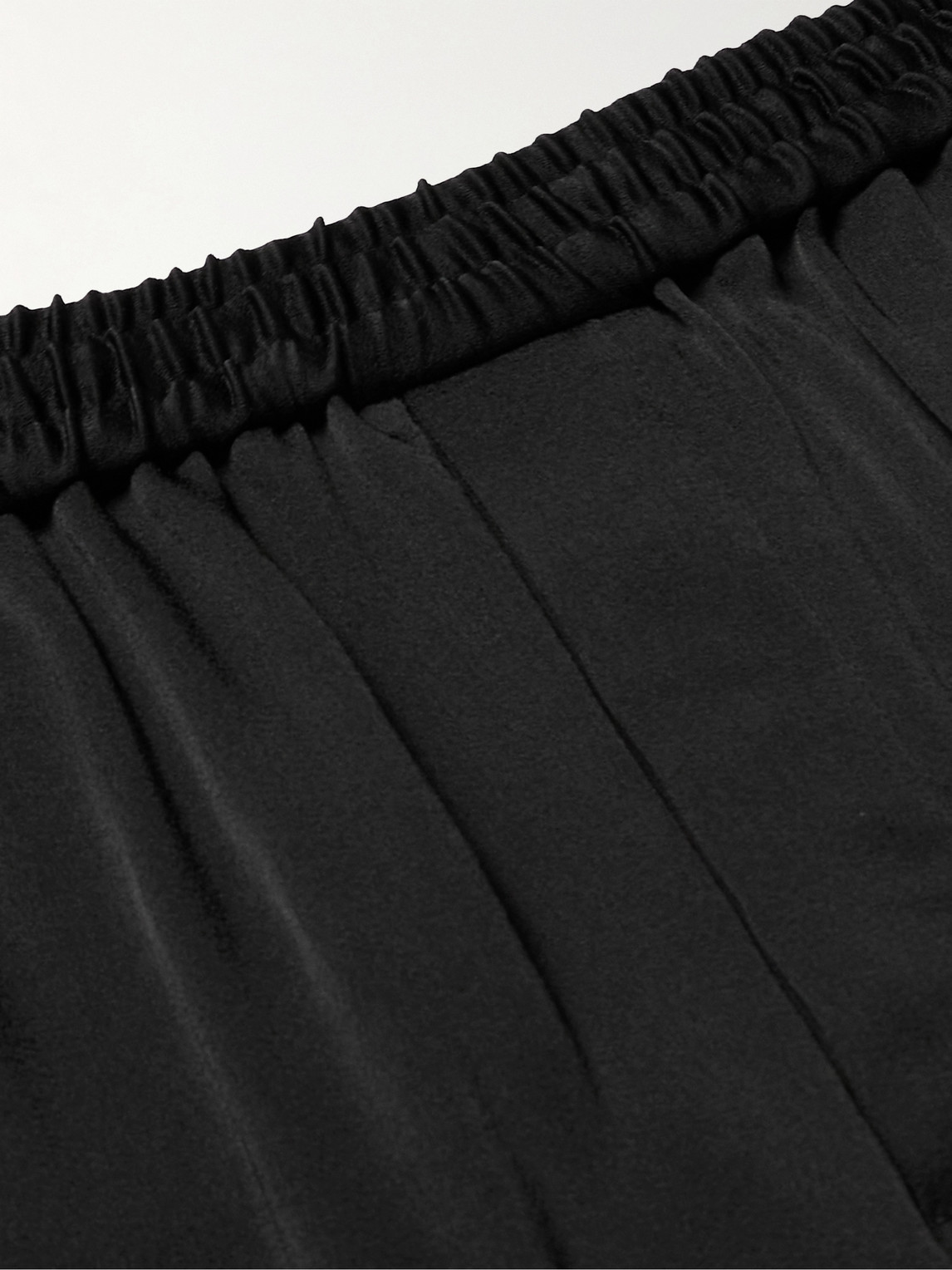 Shop Saint Laurent Wide-leg Satin Drawstring Trousers In Black