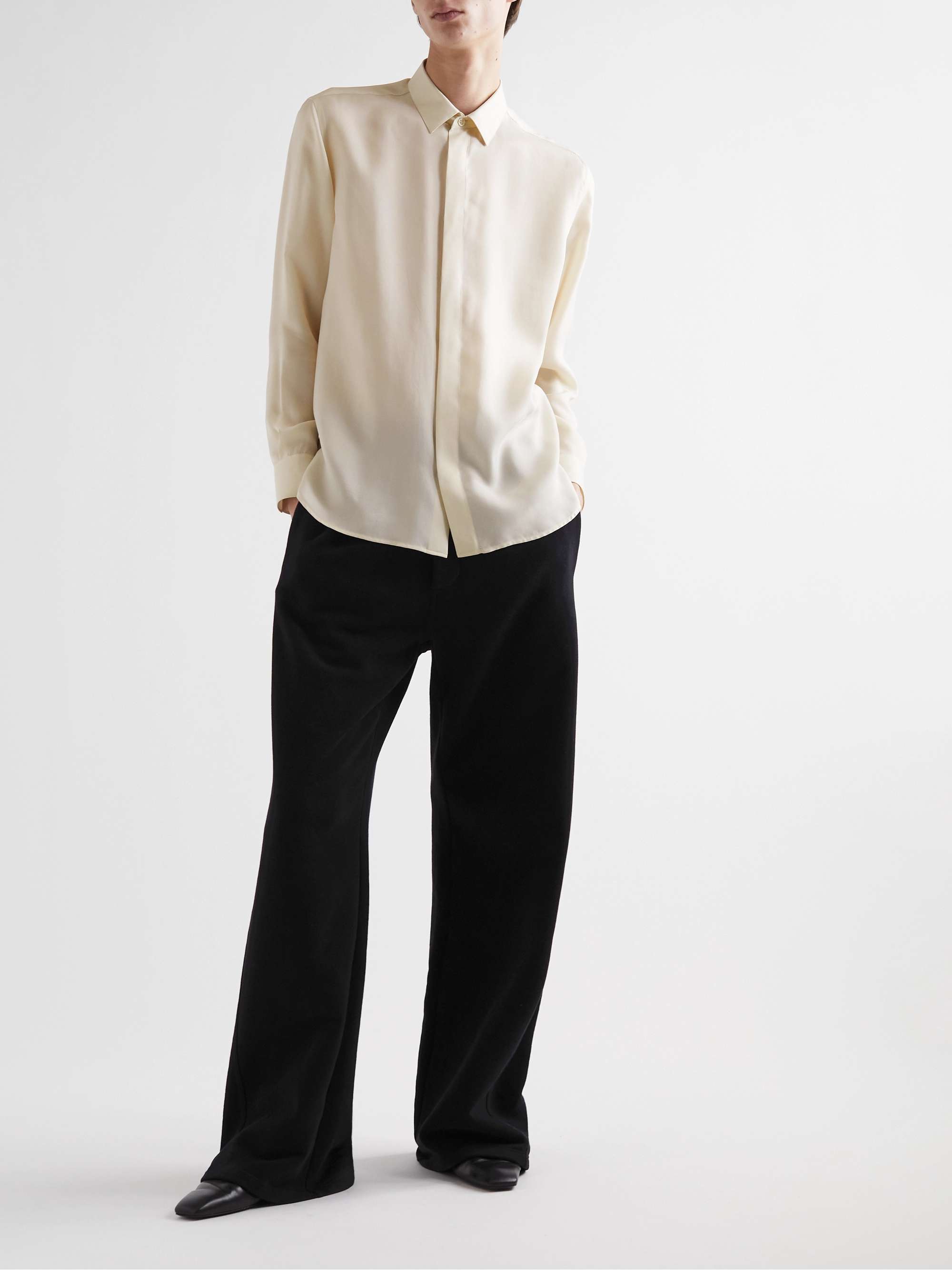 Saint Laurent Men's Yves Striped Georgette Dress Shirt