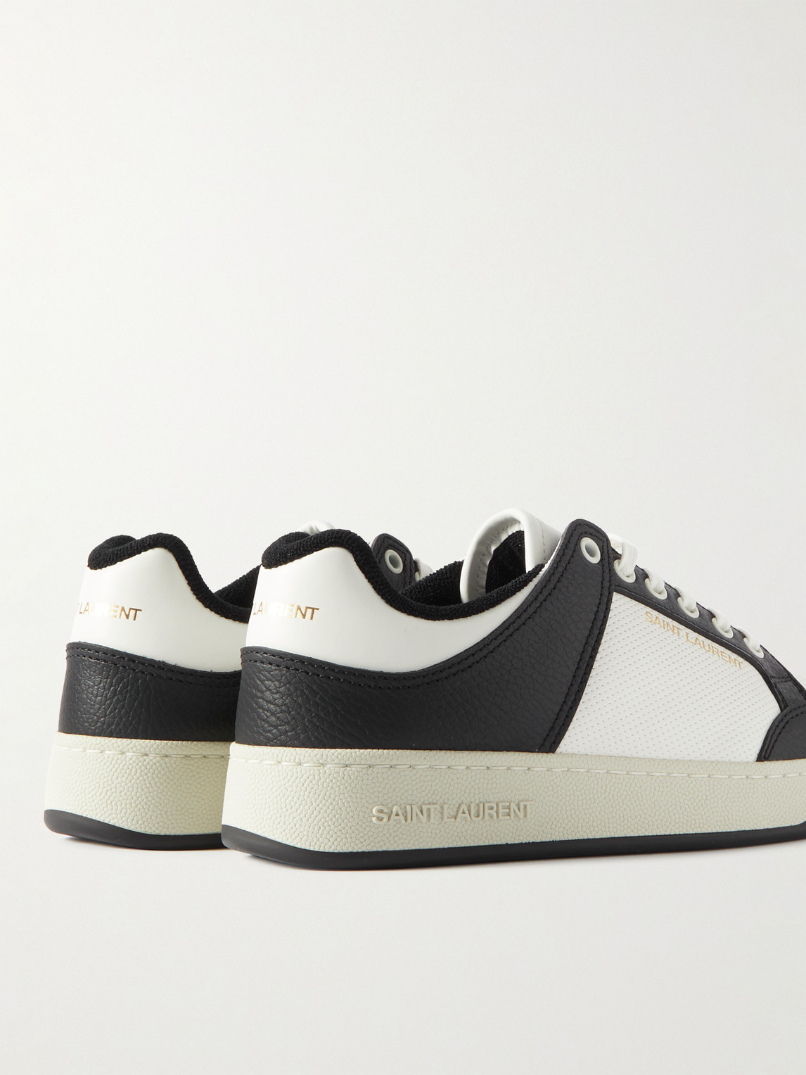 Shop Saint Laurent Sl/61 Perforated Leather Sneakers In White