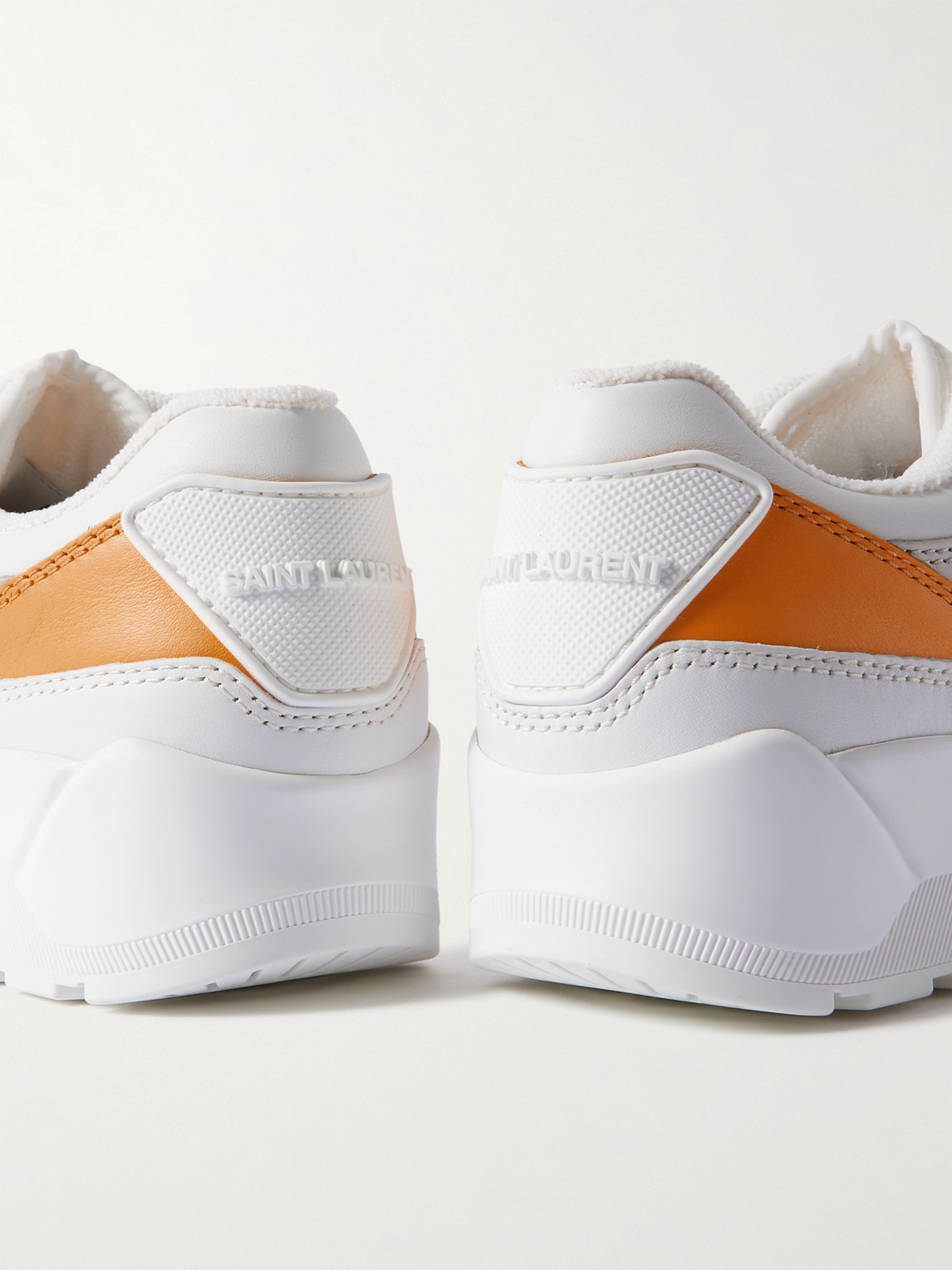 Shop Saint Laurent Colour-block Leather Low-top Sneakers In Yellow
