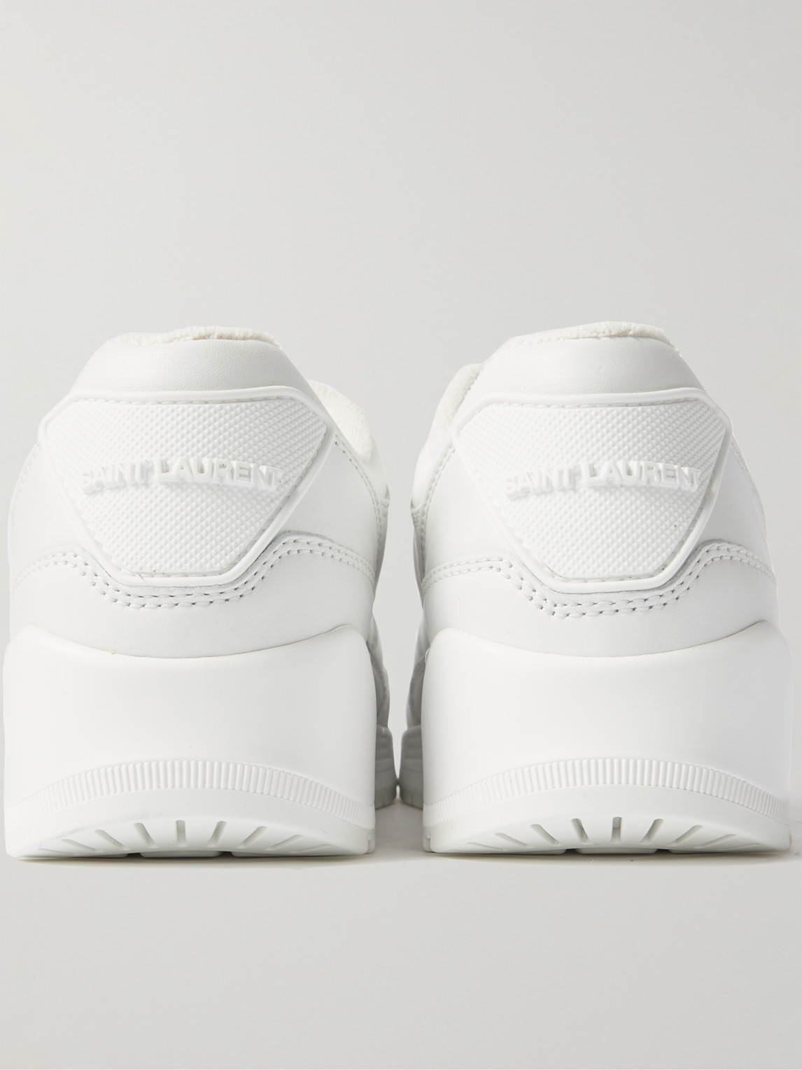 Saint Laurent Black Leather Flat Shoes In White
