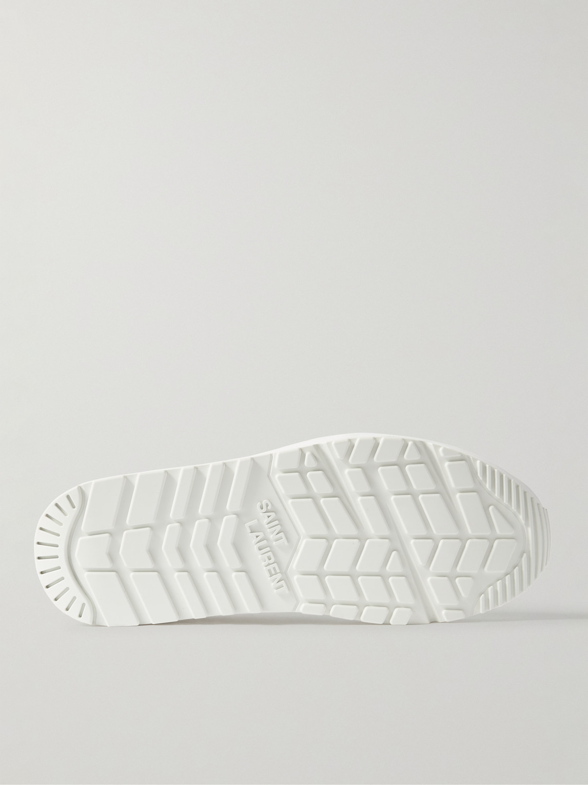 Saint Laurent Black Leather Flat Shoes In White