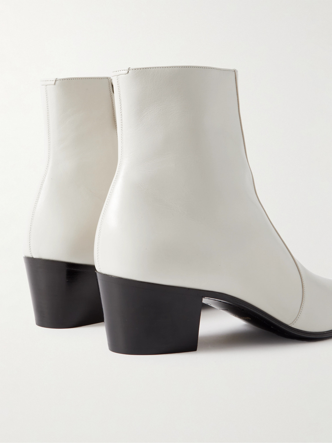 Shop Saint Laurent Vassili 60 Leather Boots In White