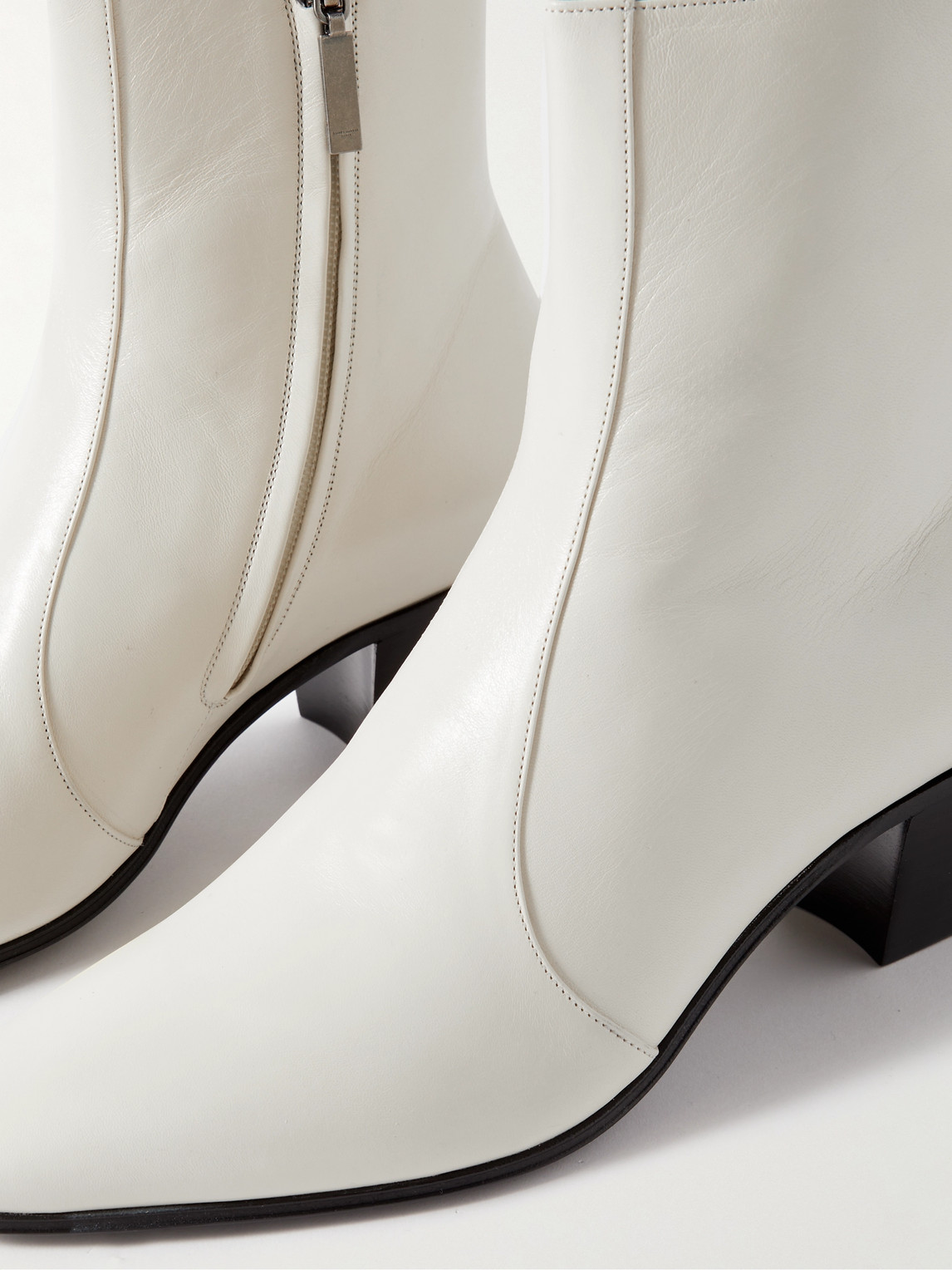 Shop Saint Laurent Vassili 60 Leather Boots In White