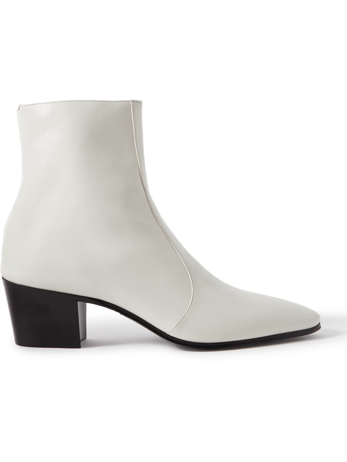 Shop Saint Laurent Vassili 60 Leather Boots In White