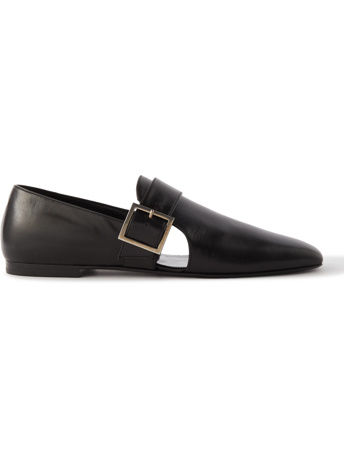 Saint Laurent Tristan Leather Slippers In 블랙