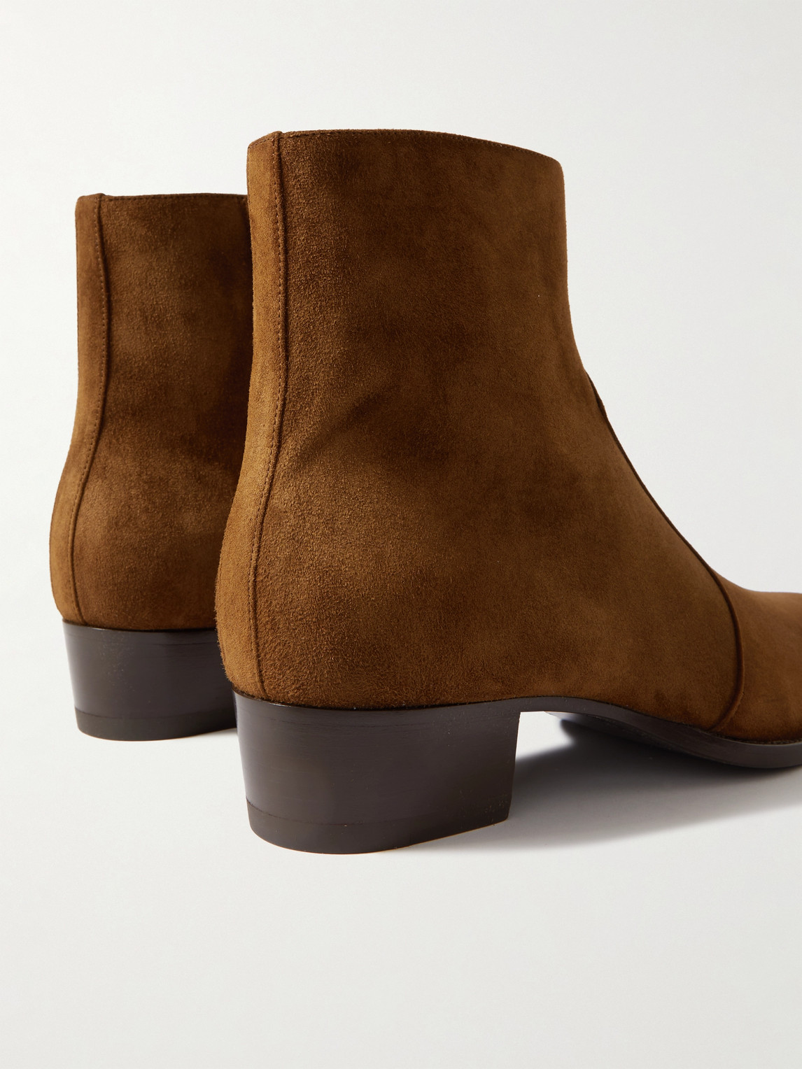 Shop Saint Laurent Wyatt Suede Chelsea Boots In Brown