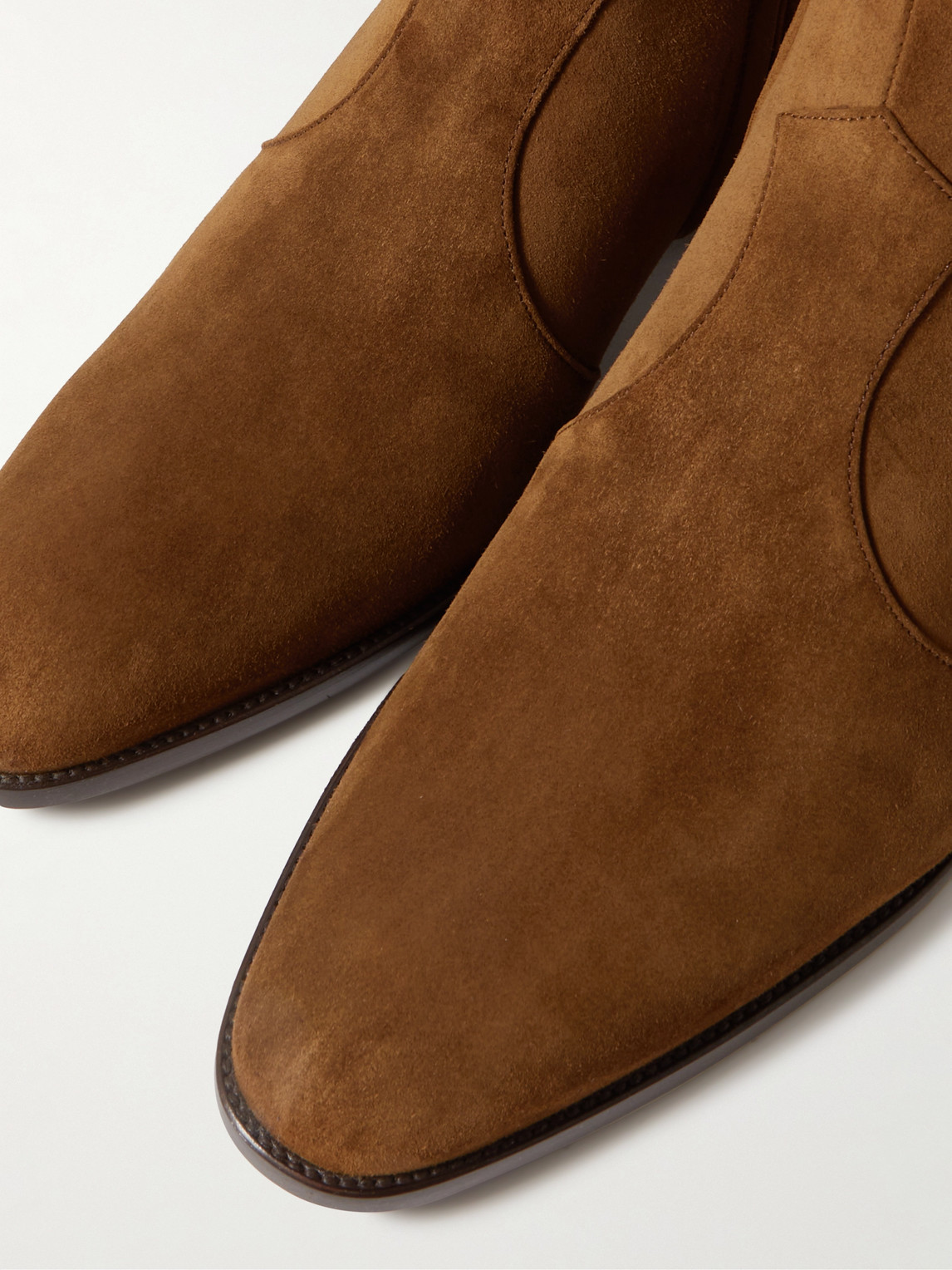 Shop Saint Laurent Wyatt Suede Chelsea Boots In Brown