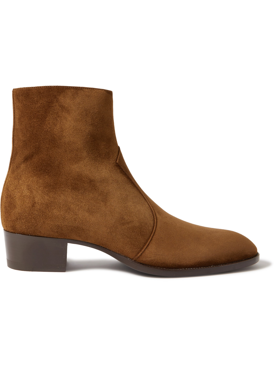 Shop Saint Laurent Wyatt Suede Chelsea Boots In Brown