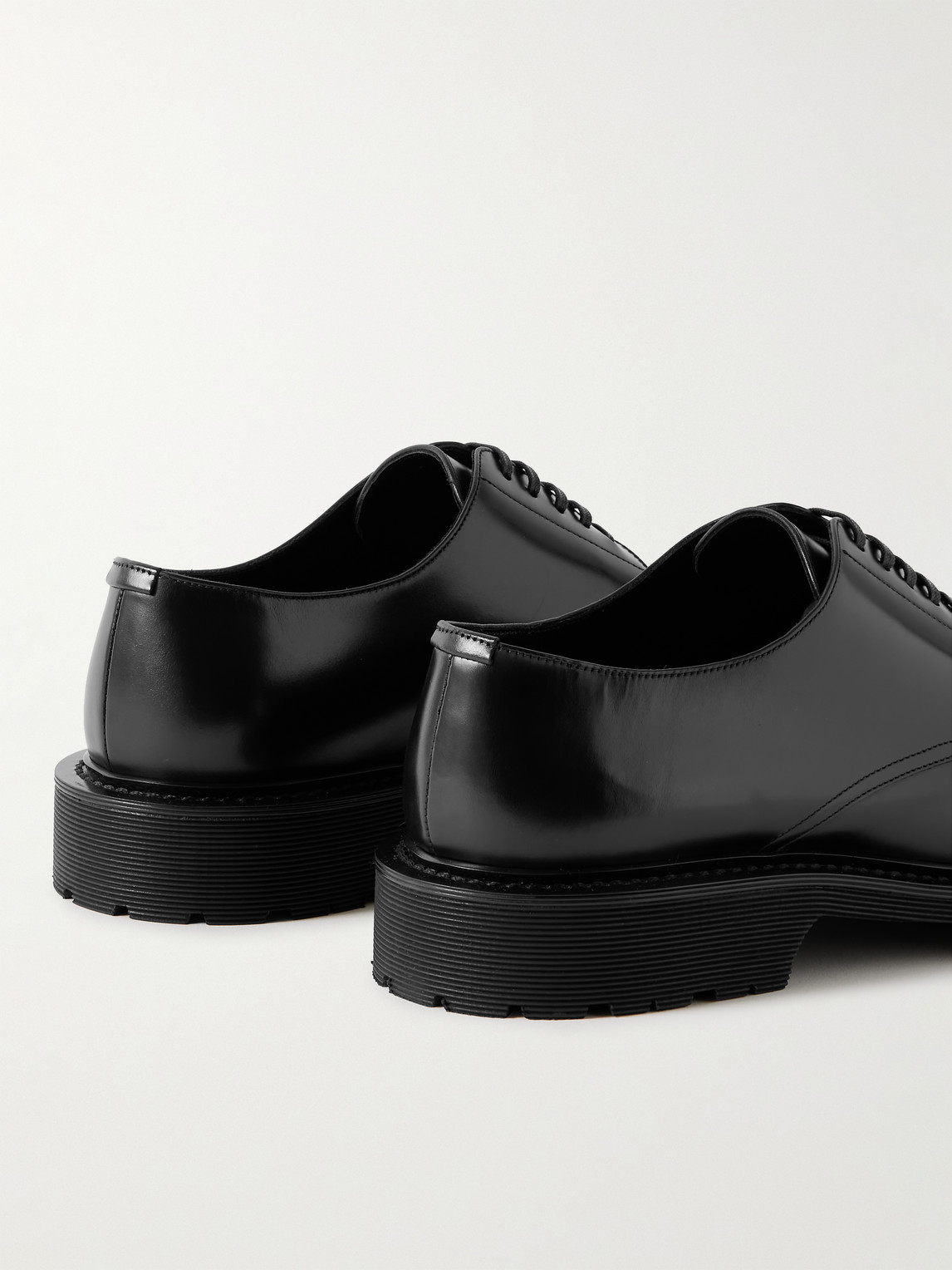 Shop Saint Laurent Leather Derby Shoes In Black