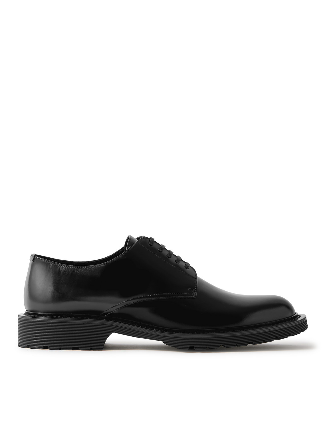 Shop Saint Laurent Leather Derby Shoes In Black