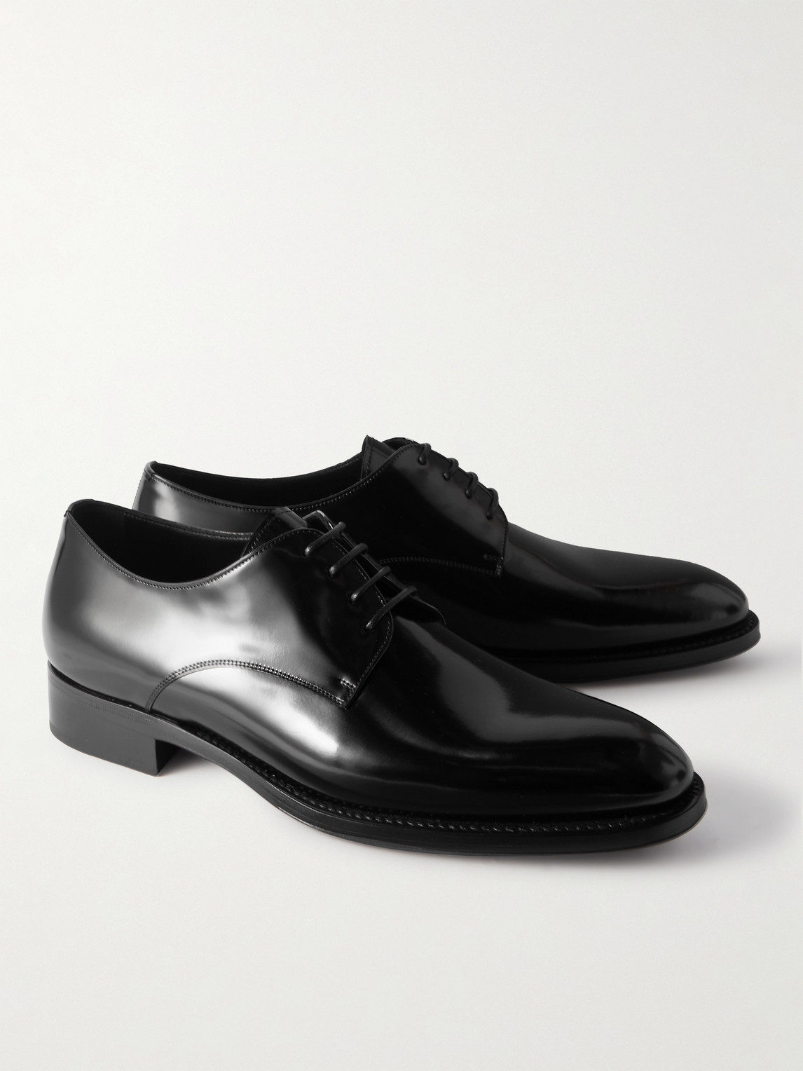 Shop Saint Laurent Adrien 25 Leather Derby Shoes In Black