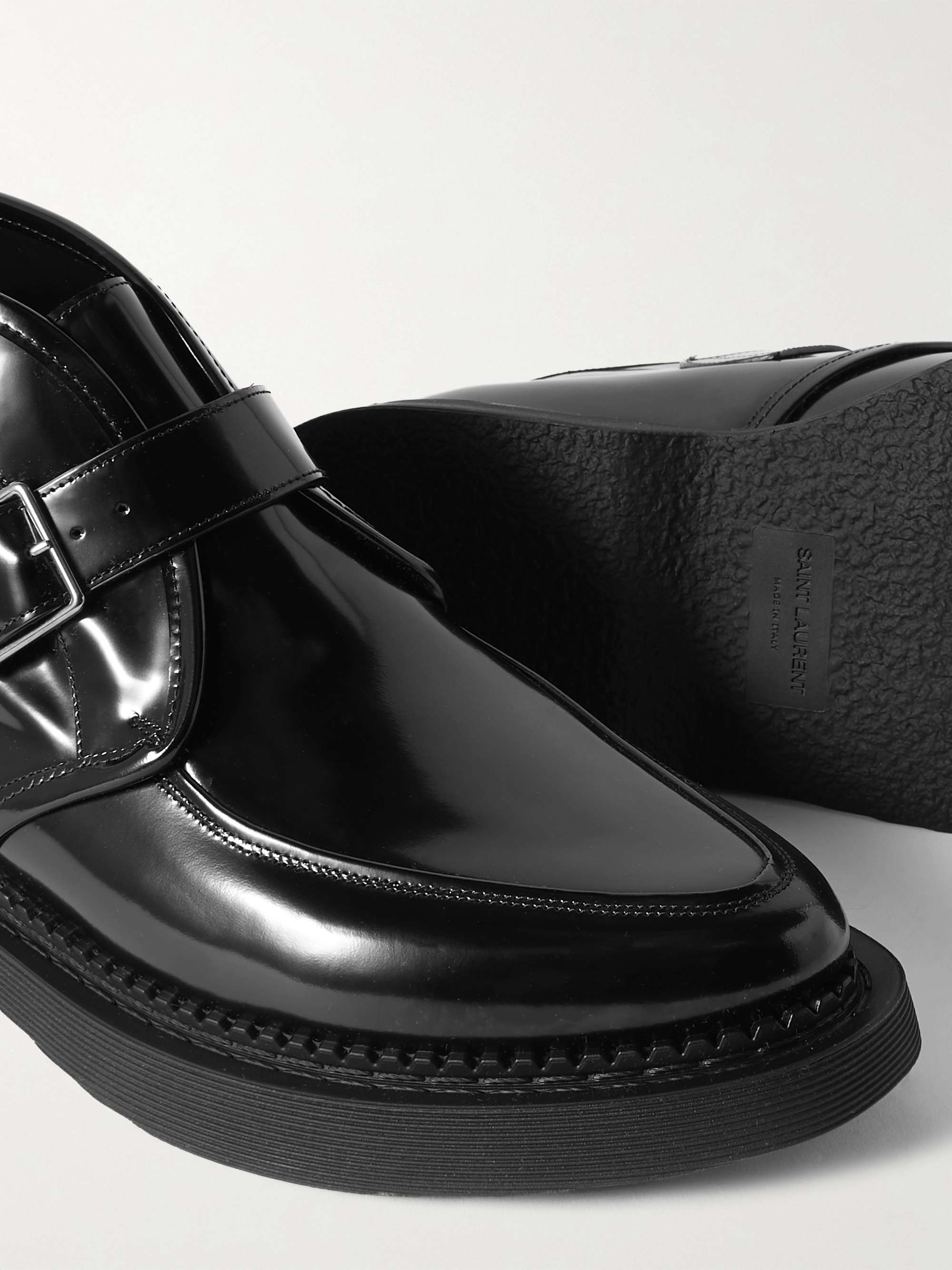 SAINT LAURENT Teddy Polished-Leather Monk-Strap Boots for Men | MR PORTER
