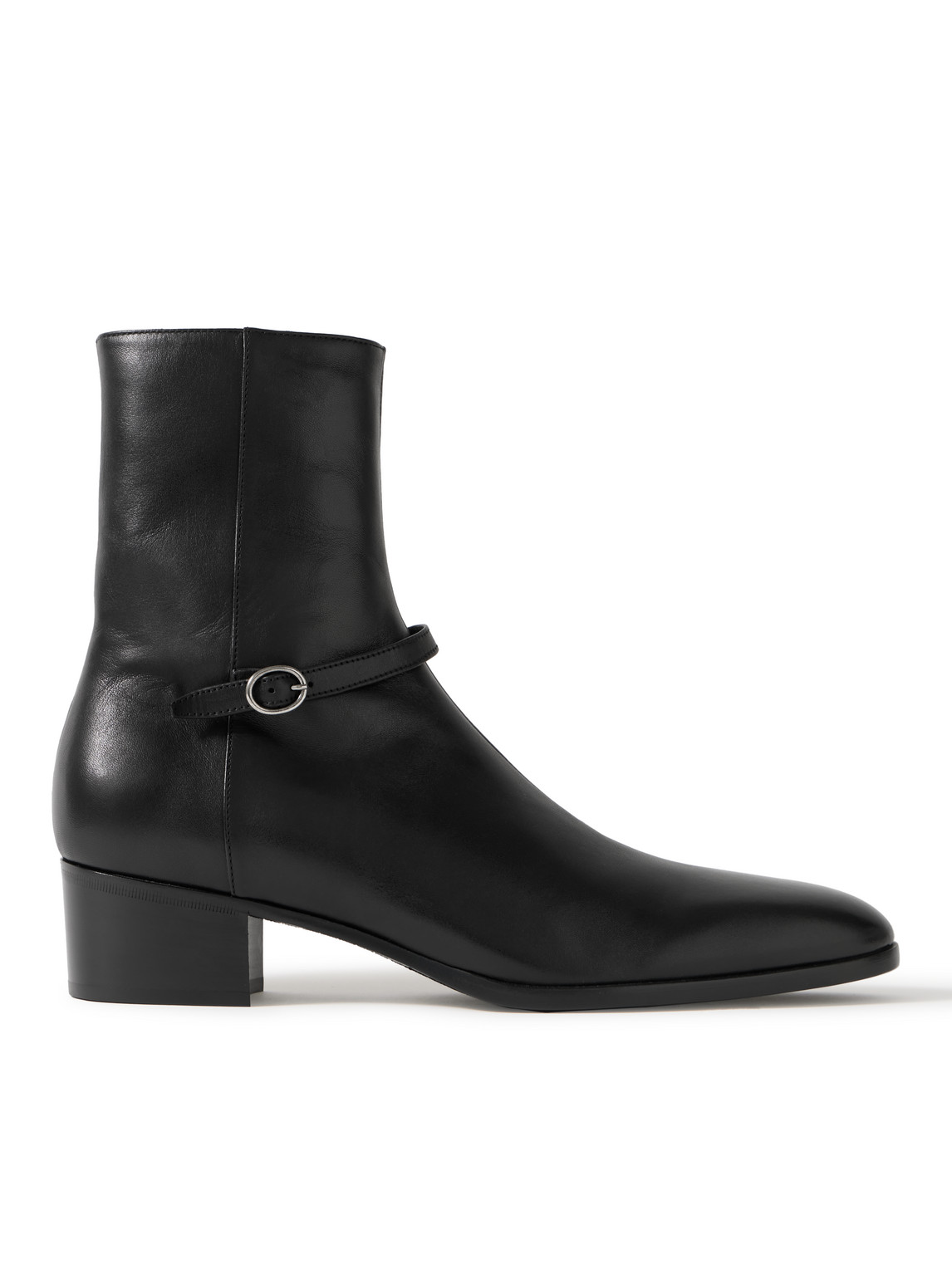 Saint Laurent Vlad 45 Zipped Leather Boots In Black