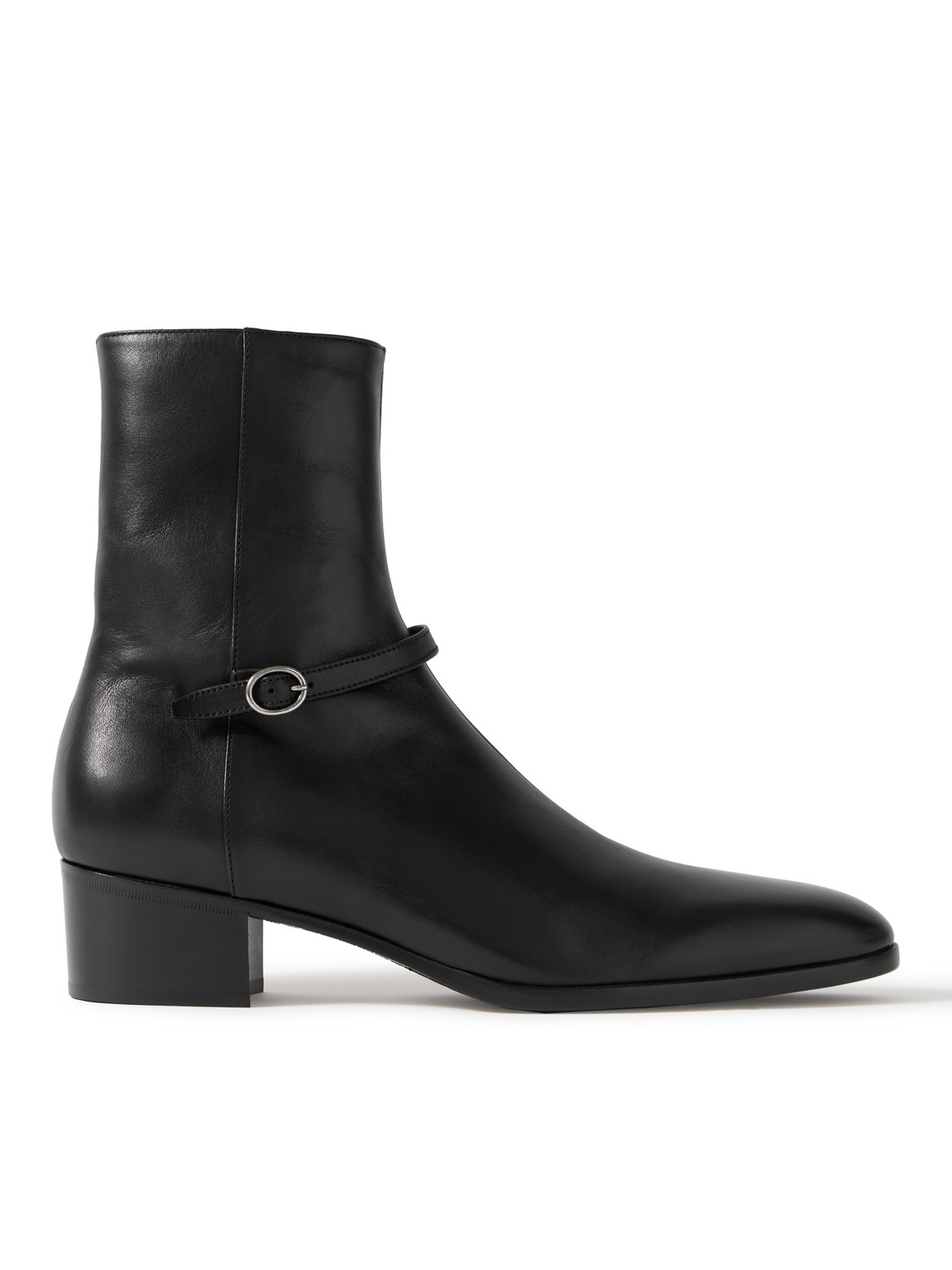 Saint Laurent Vlad 45拉链开合皮靴 In Black