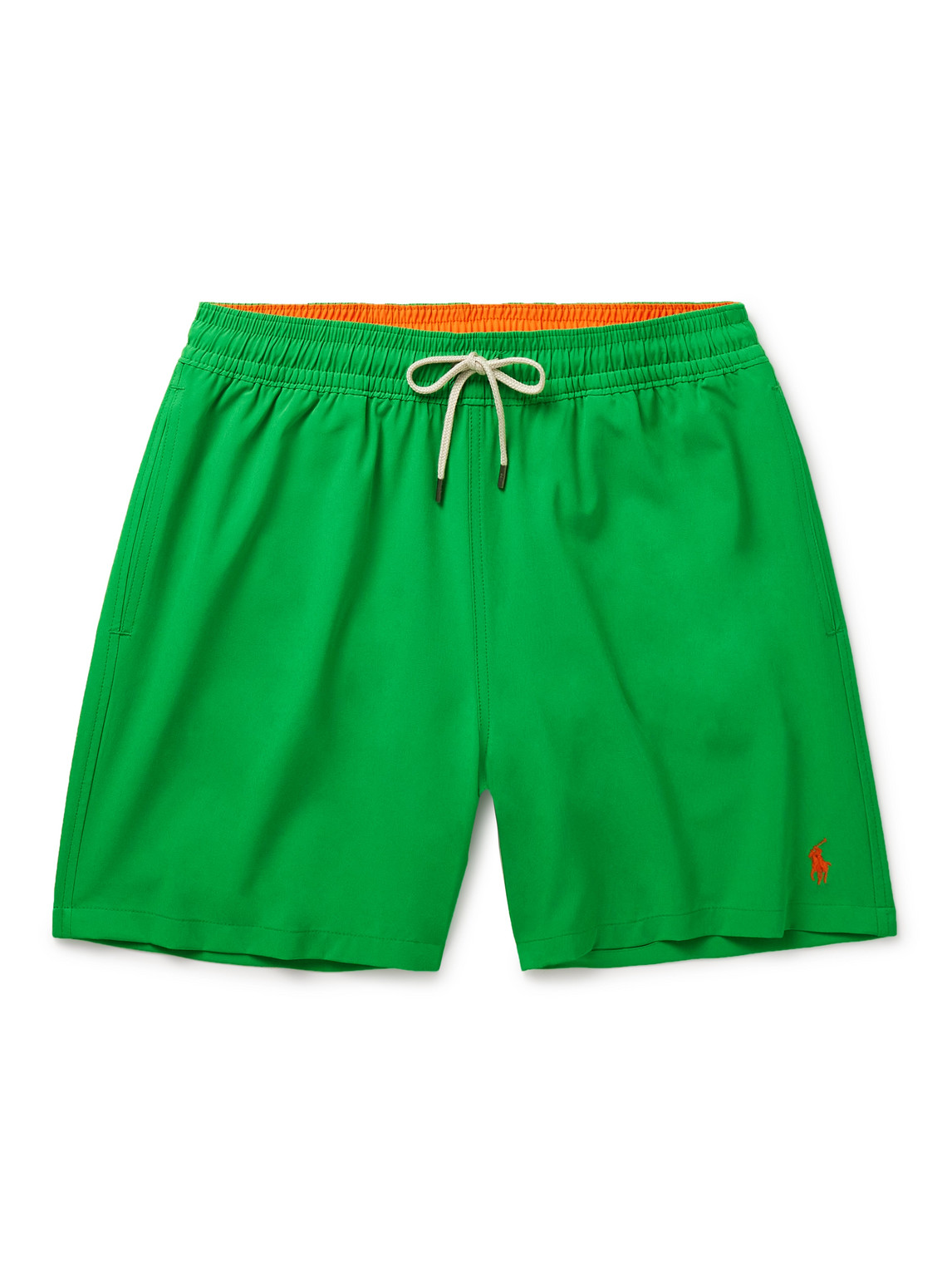 Polo Ralph Lauren Traveler Straight-leg Mid-length Recycled Swim Shorts In Green