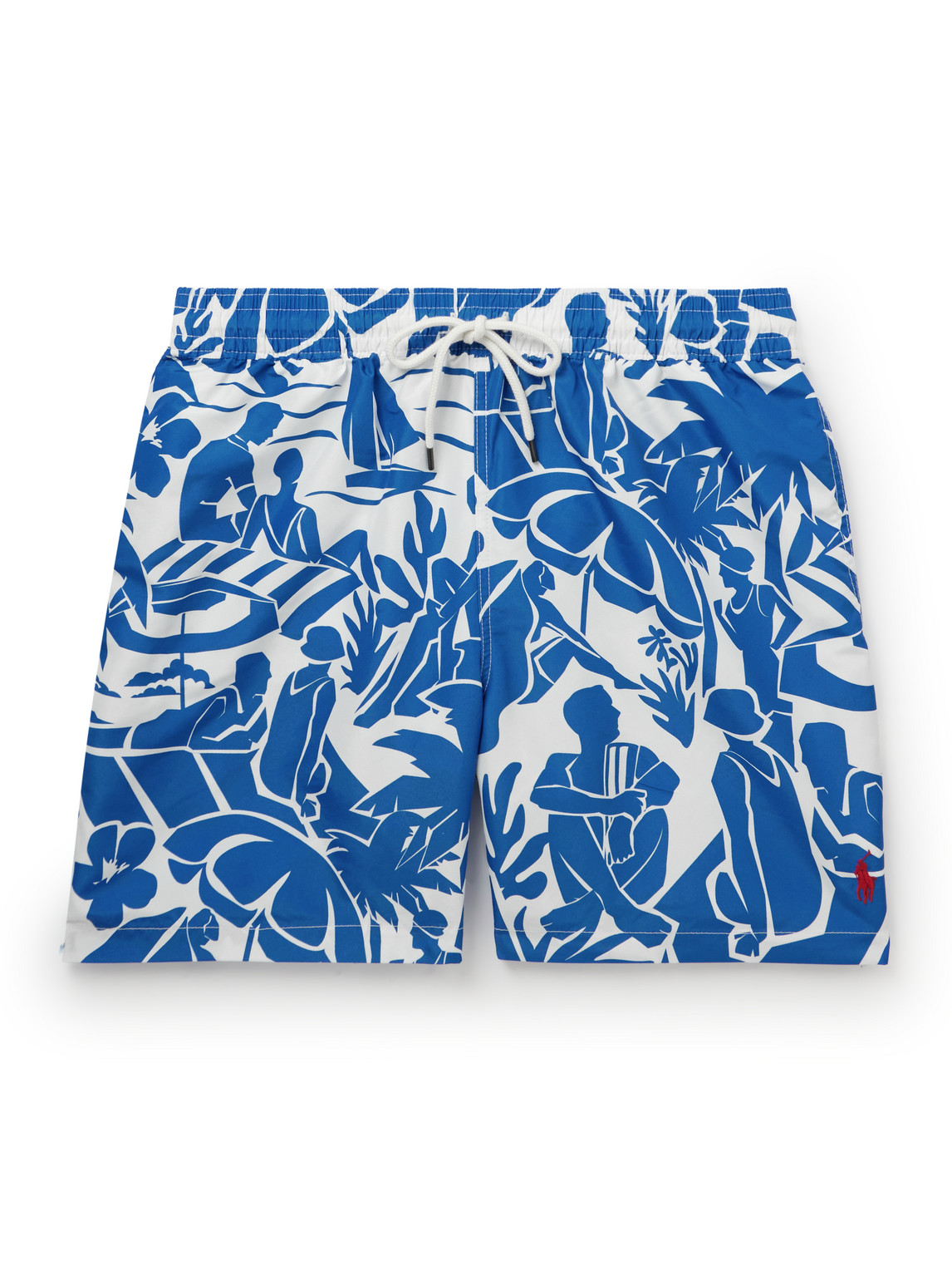 Polo Ralph Lauren Traveler Straight-leg Mid-length Printed Recycled Swim Shorts In Blue