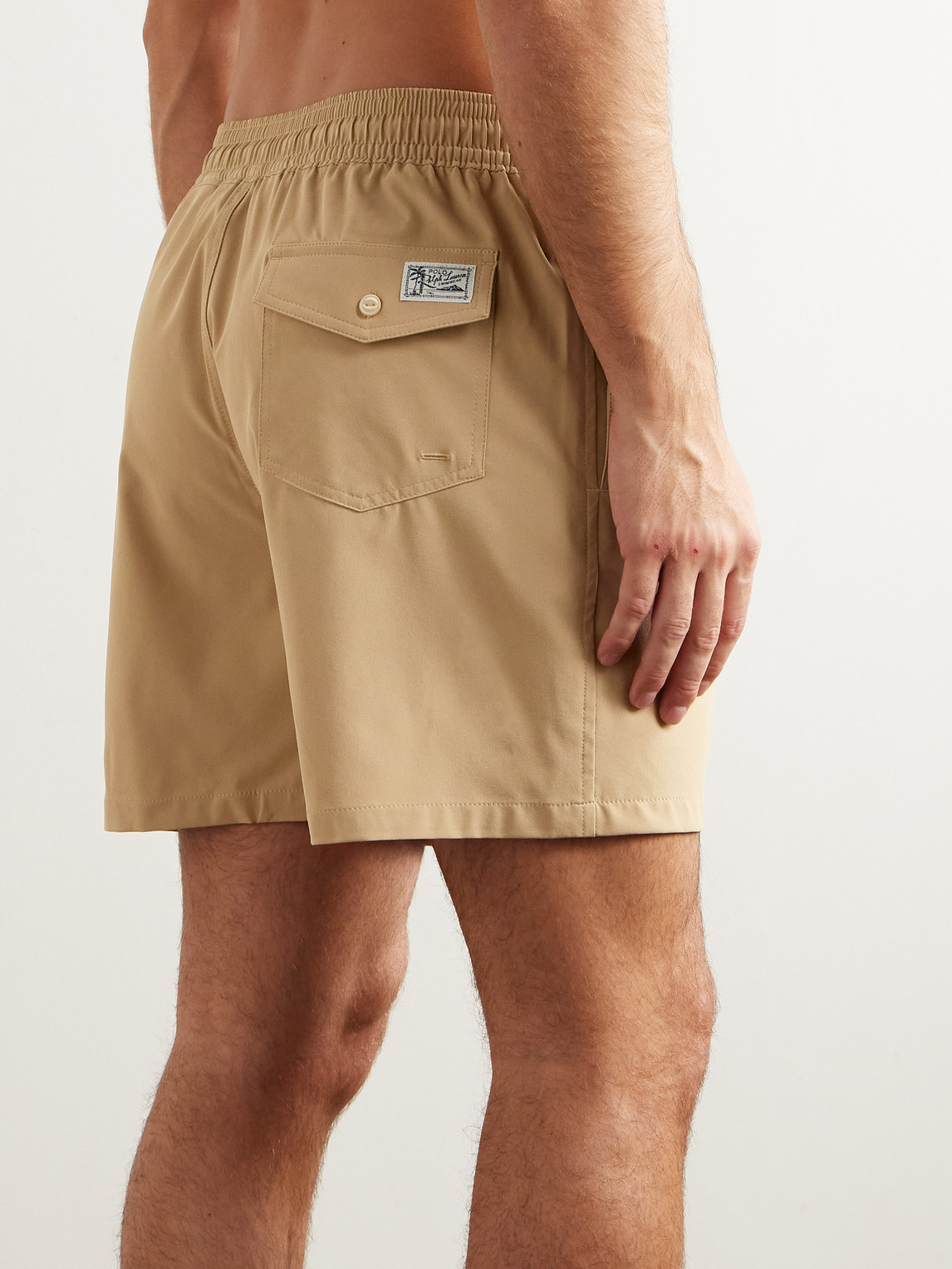 Shop Polo Ralph Lauren Traveler Straight-leg Mid-length Recycled Swim Shorts In Neutrals