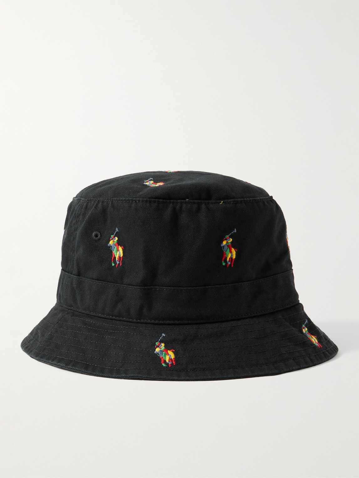 Shop Polo Ralph Lauren Loft Logo-embroidered Cotton-twill Bucket Hat In Black