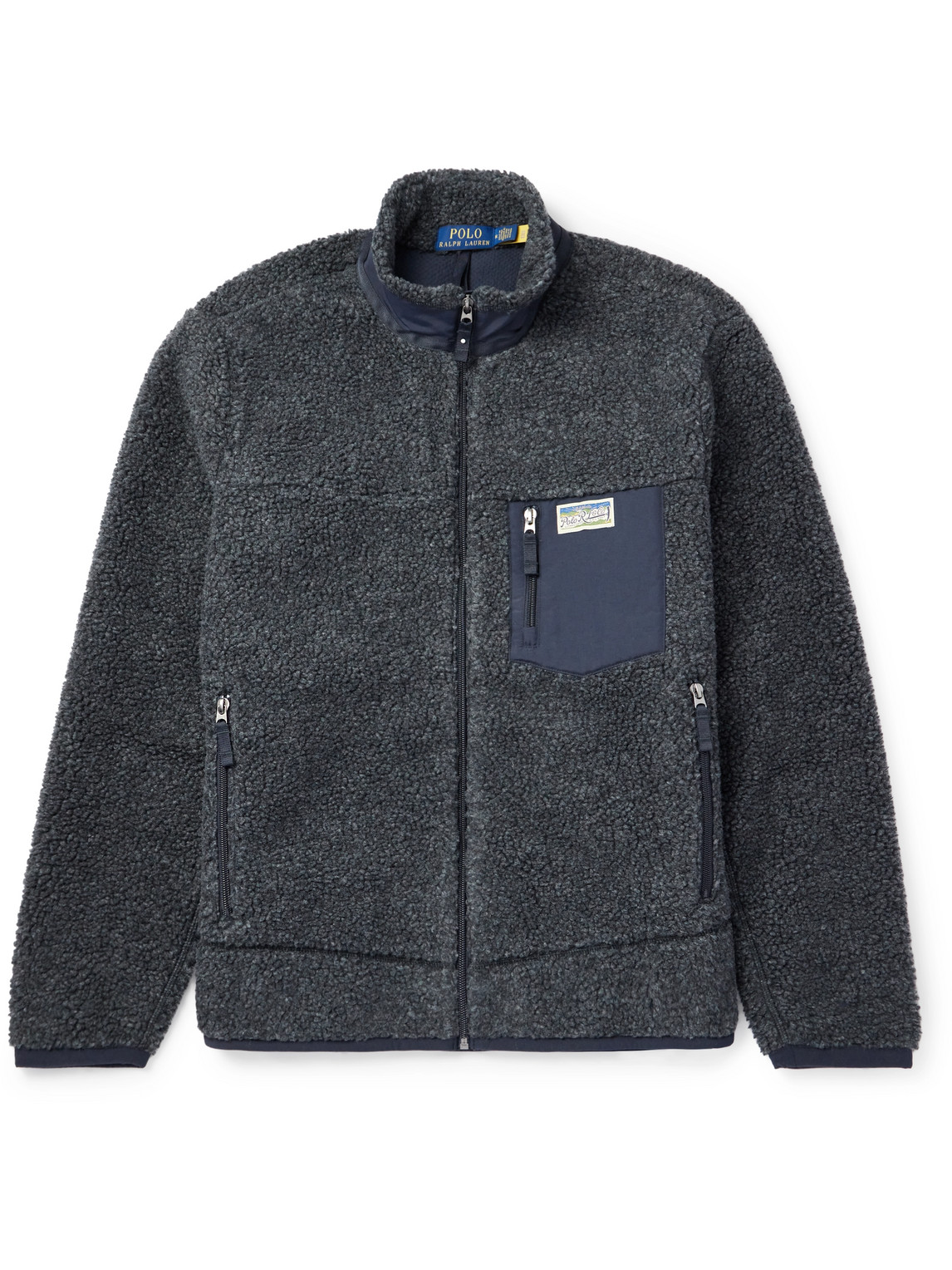 Polo Ralph Lauren Shell-trimmed Fleece Jacket In Blue