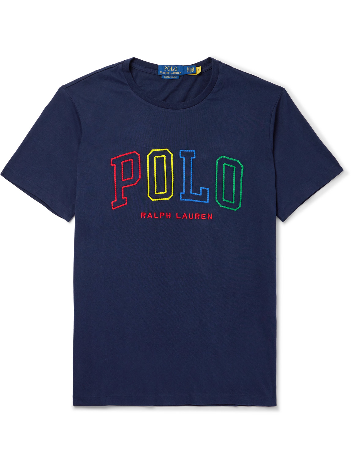 Shop Polo Ralph Lauren Logo-embroidered Cotton-jersey T-shirt In Blue
