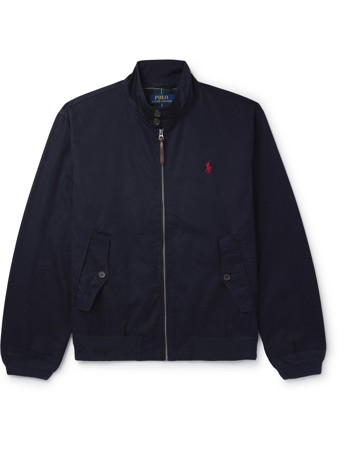 Shop Polo Ralph Lauren Logo-embroidered Cotton-twill Bomber Jacket In Blue