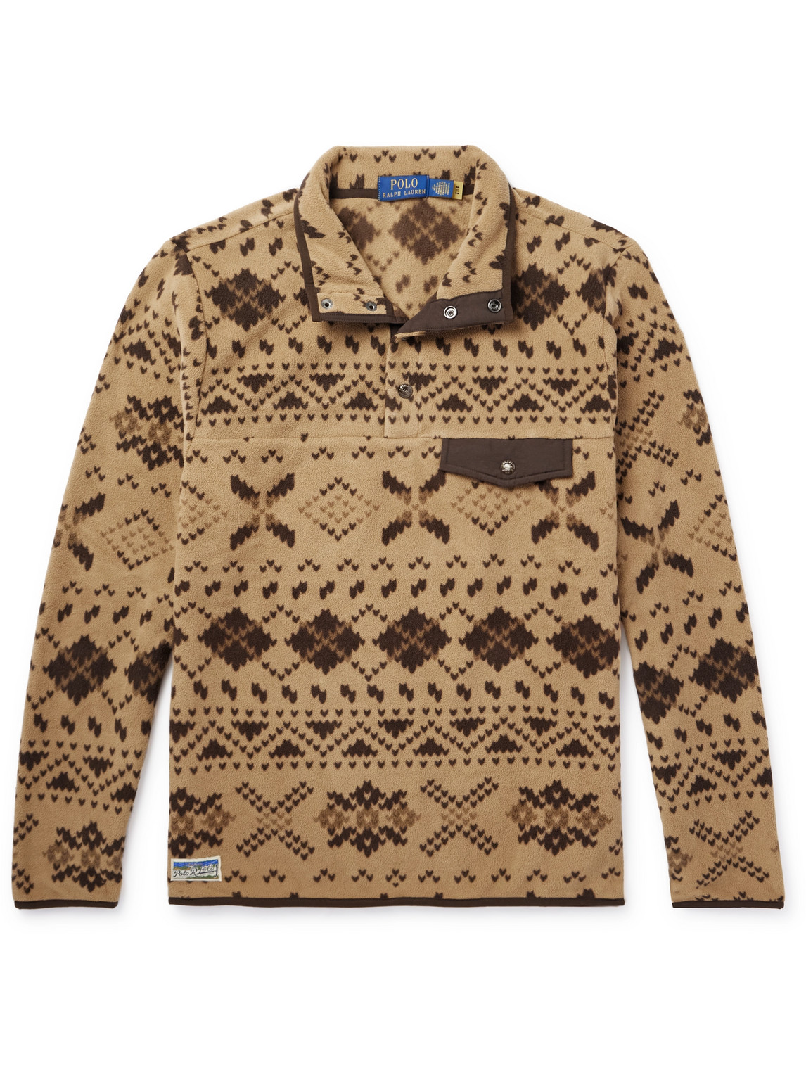 Shop Polo Ralph Lauren Fair Isle Recycled Brushed Fleece Sweatshirt In Brown