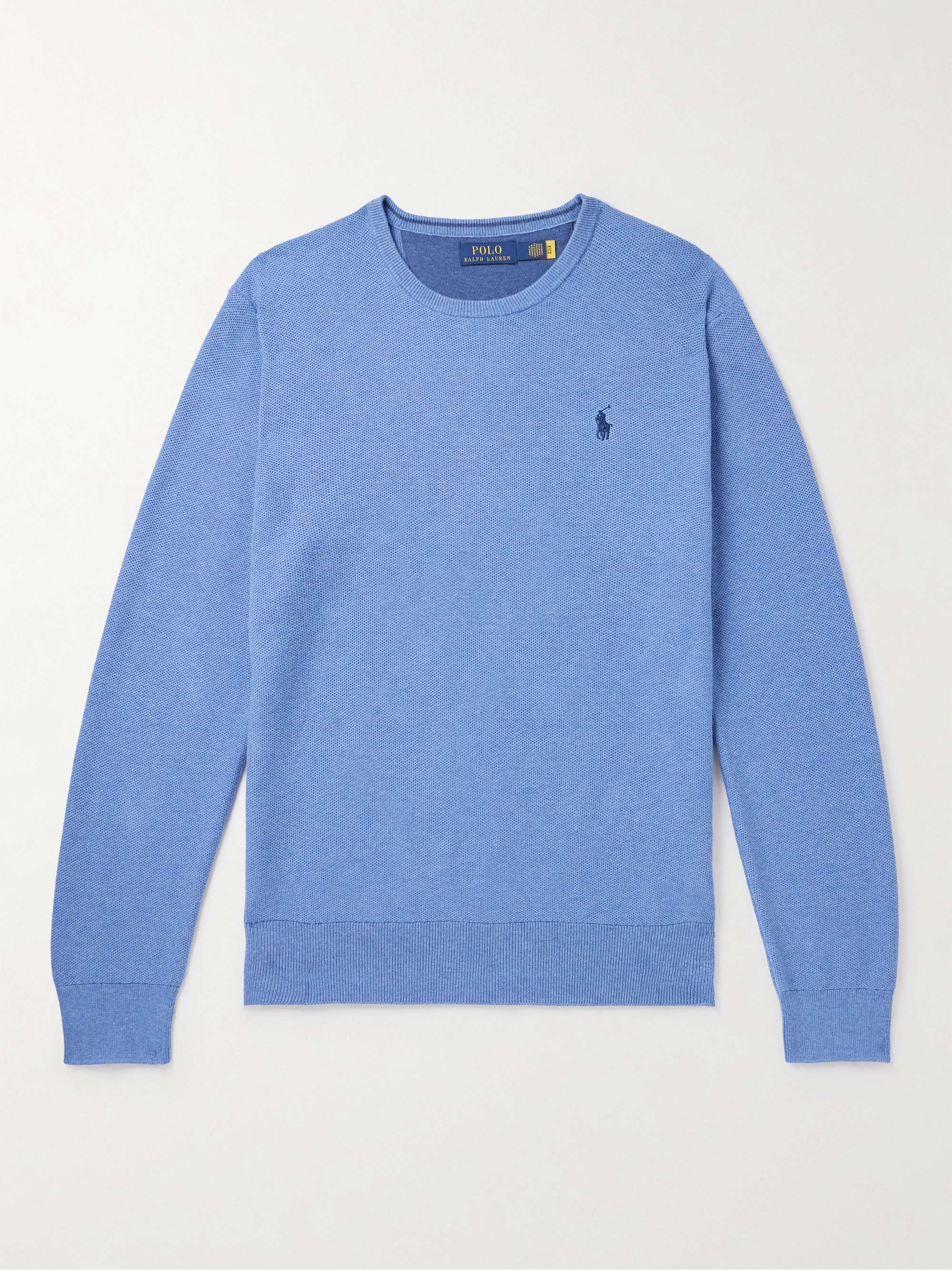 POLO RALPH LAUREN Slim-Fit Logo-Embroidered Honeycomb-Knit Cotton ...