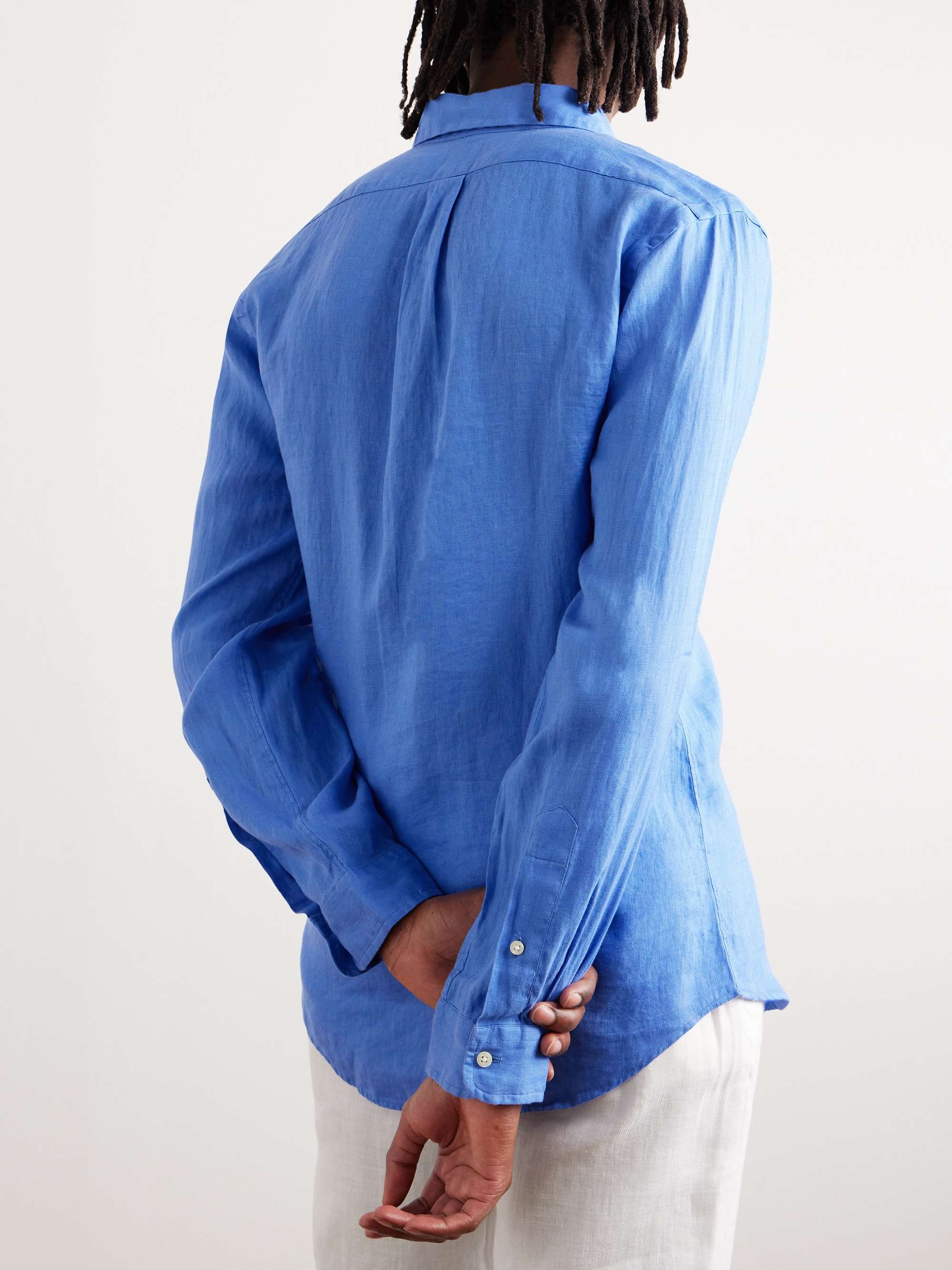 POLO RALPH LAUREN Button-Down Collar Logo-Embroidered Linen Shirt for ...
