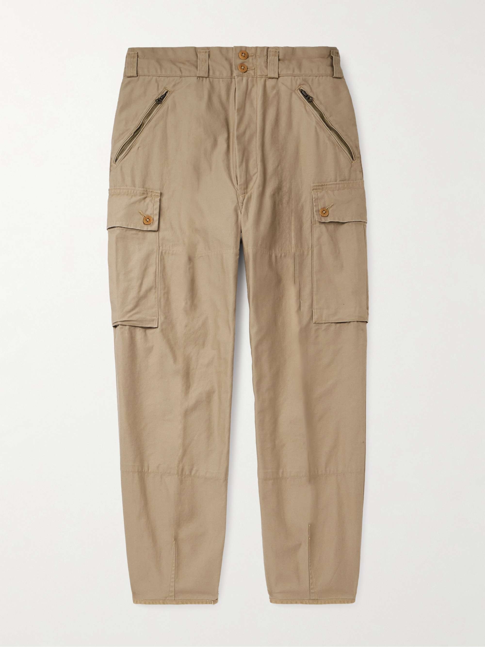 Straight-Leg Pleated Cotton-Sateen Cargo Trousers