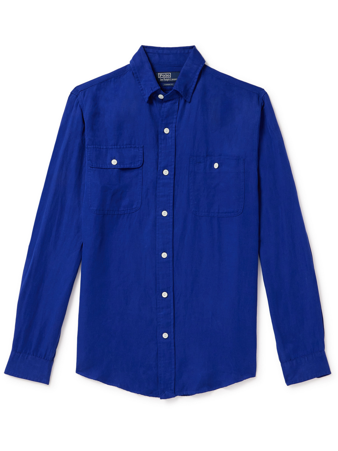 Polo Ralph Lauren Linen And Silk-blend Twill Shirt In Blue