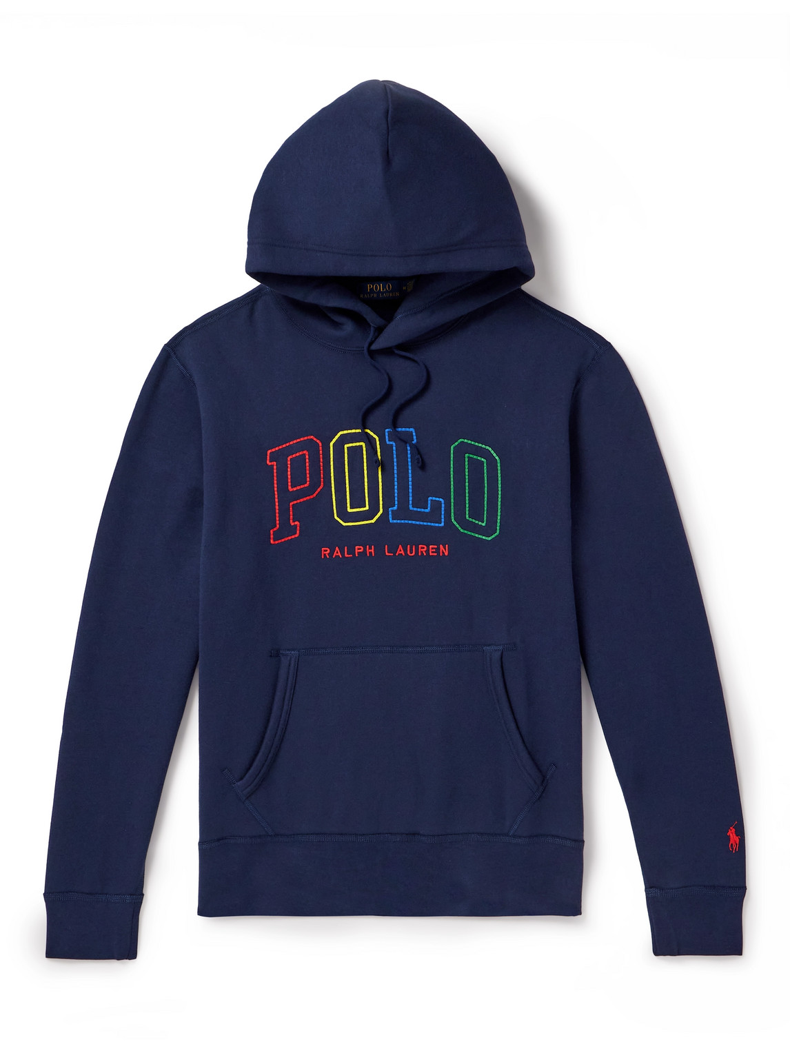 Shop Polo Ralph Lauren Logo-embroidered Cotton-blend Jersey Hoodie In Blue