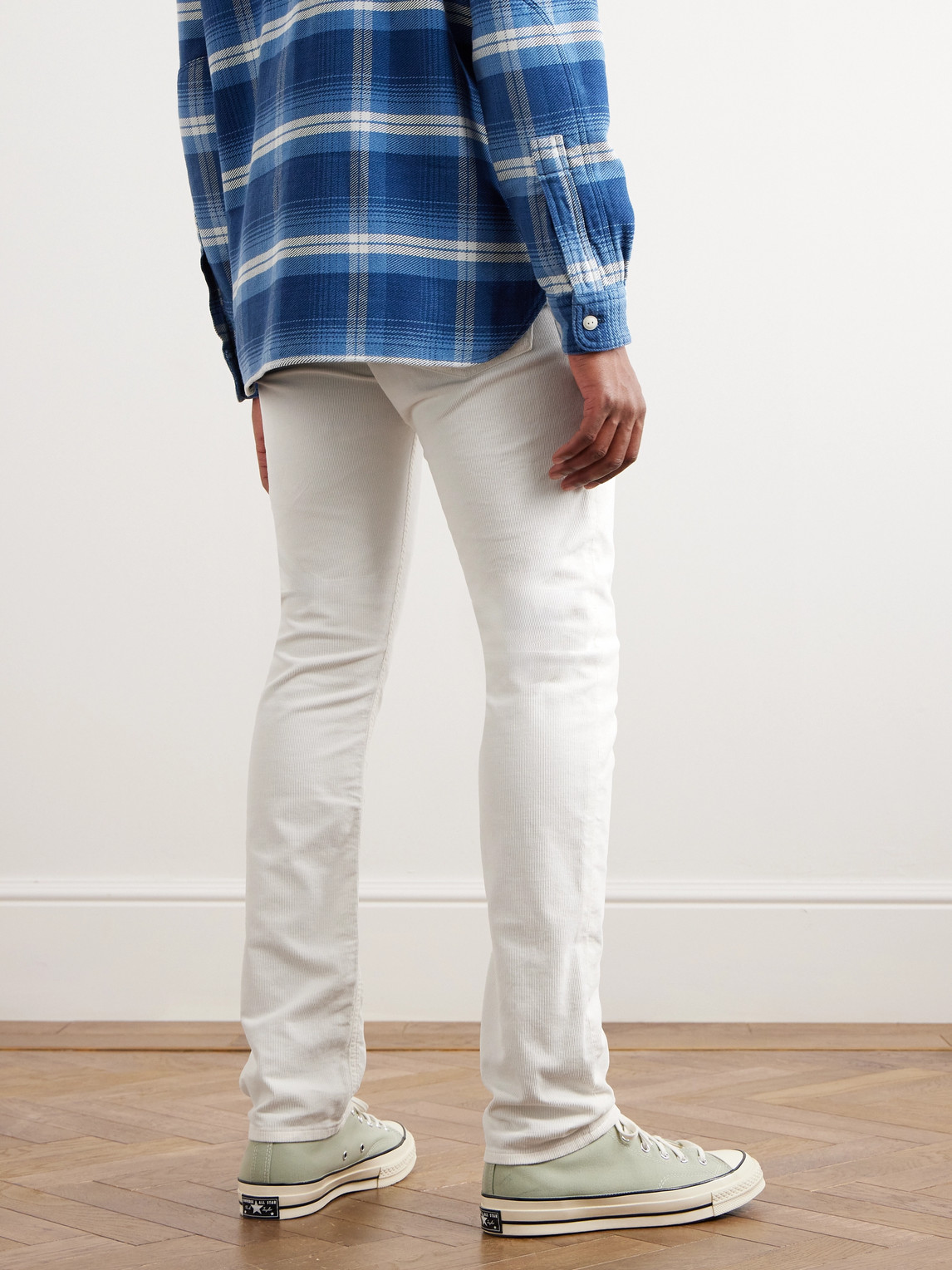 Shop Polo Ralph Lauren Sullivan Skinny-fit Cotton-blend Corduroy Trousers In White
