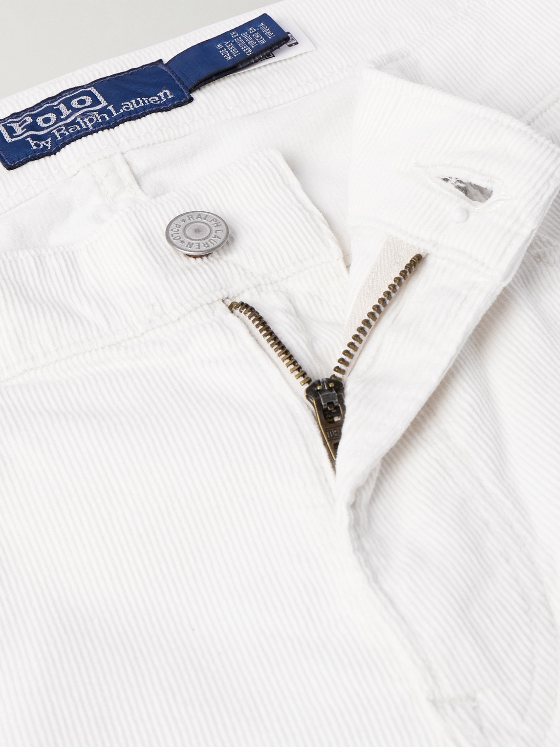 Shop Polo Ralph Lauren Sullivan Skinny-fit Cotton-blend Corduroy Trousers In White
