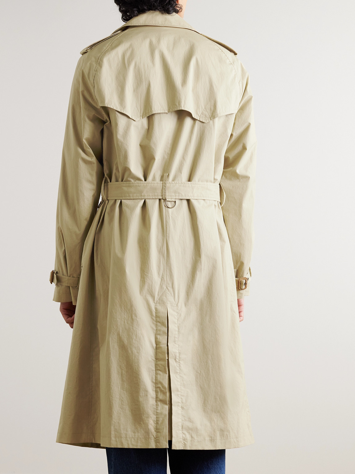 Shop Polo Ralph Lauren Double-breasted Belted Brushed Cotton-blend Twill Trench Coat In Neutrals