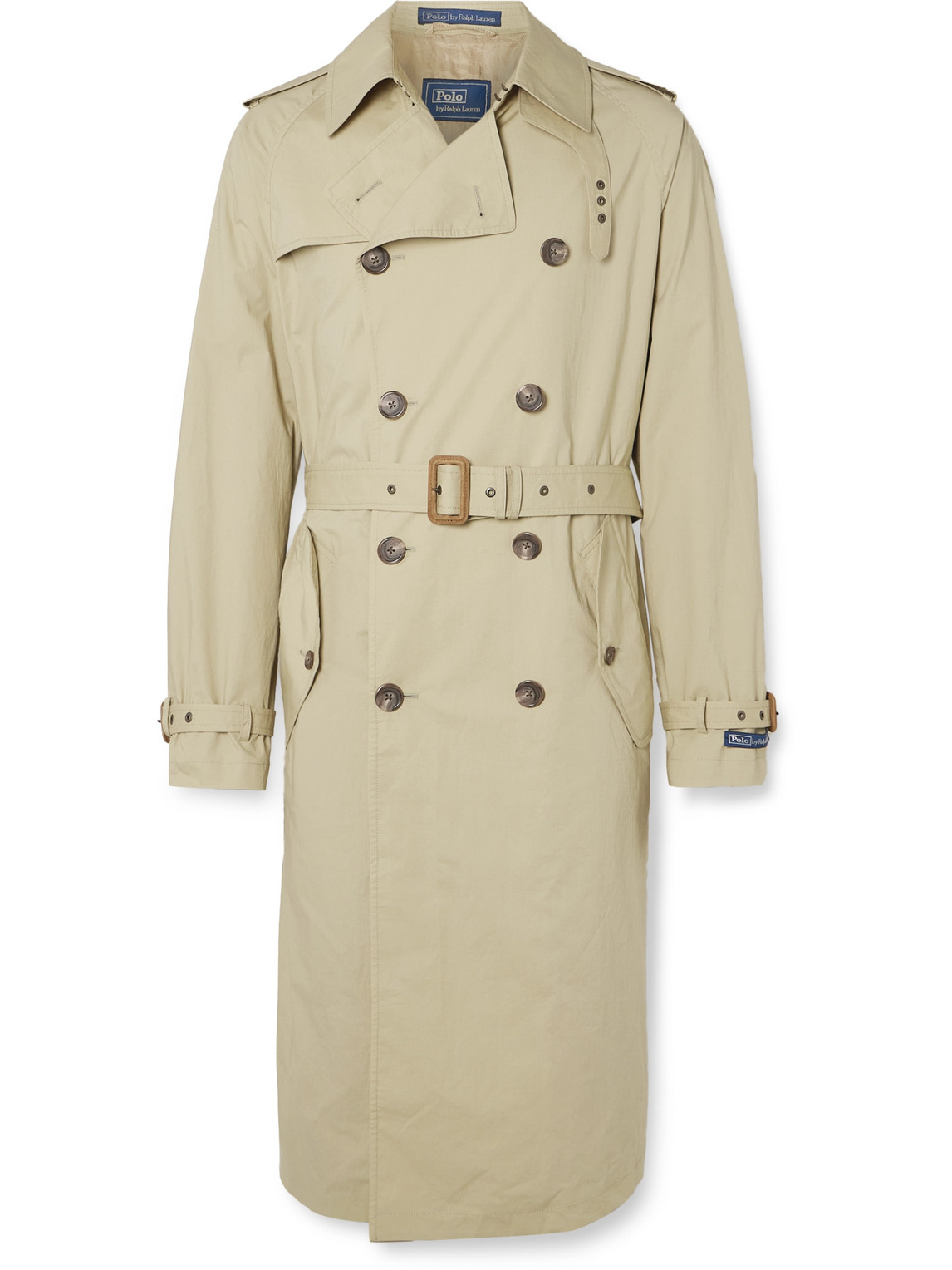 Double-Breasted Belted Brushed Cotton-Blend Twill Trench Coat