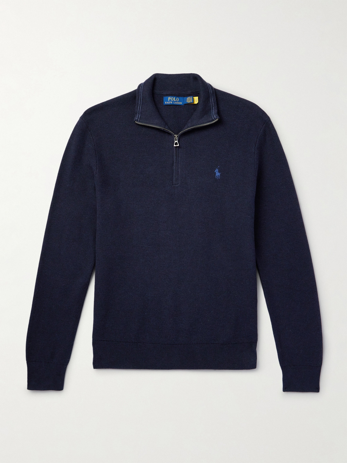 Polo Ralph Lauren Logo-Embroidered Honeycomb-Knit Cotton Half-Zip Sweater - Men
