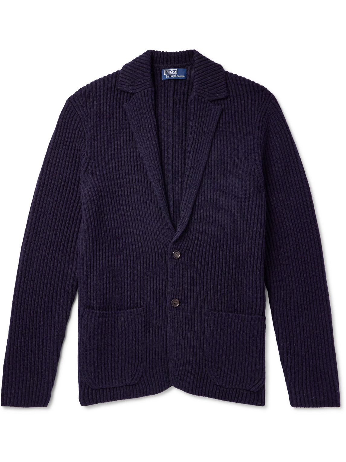 Polo Ralph Lauren Ribbed Wool-blend Cardigan In Blue