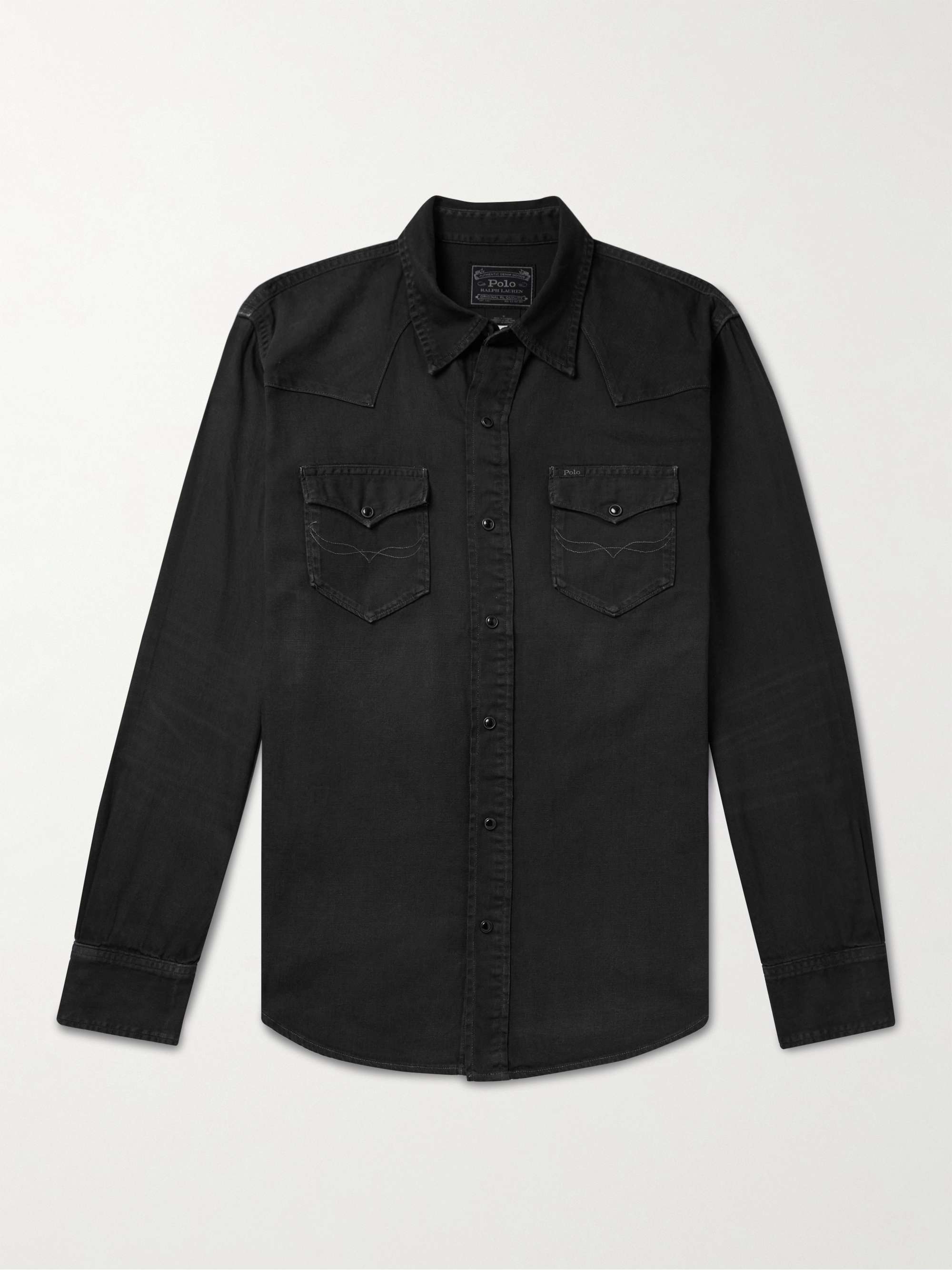 POLO RALPH LAUREN Garment-Dyed Denim Western Shirt for Men | MR PORTER
