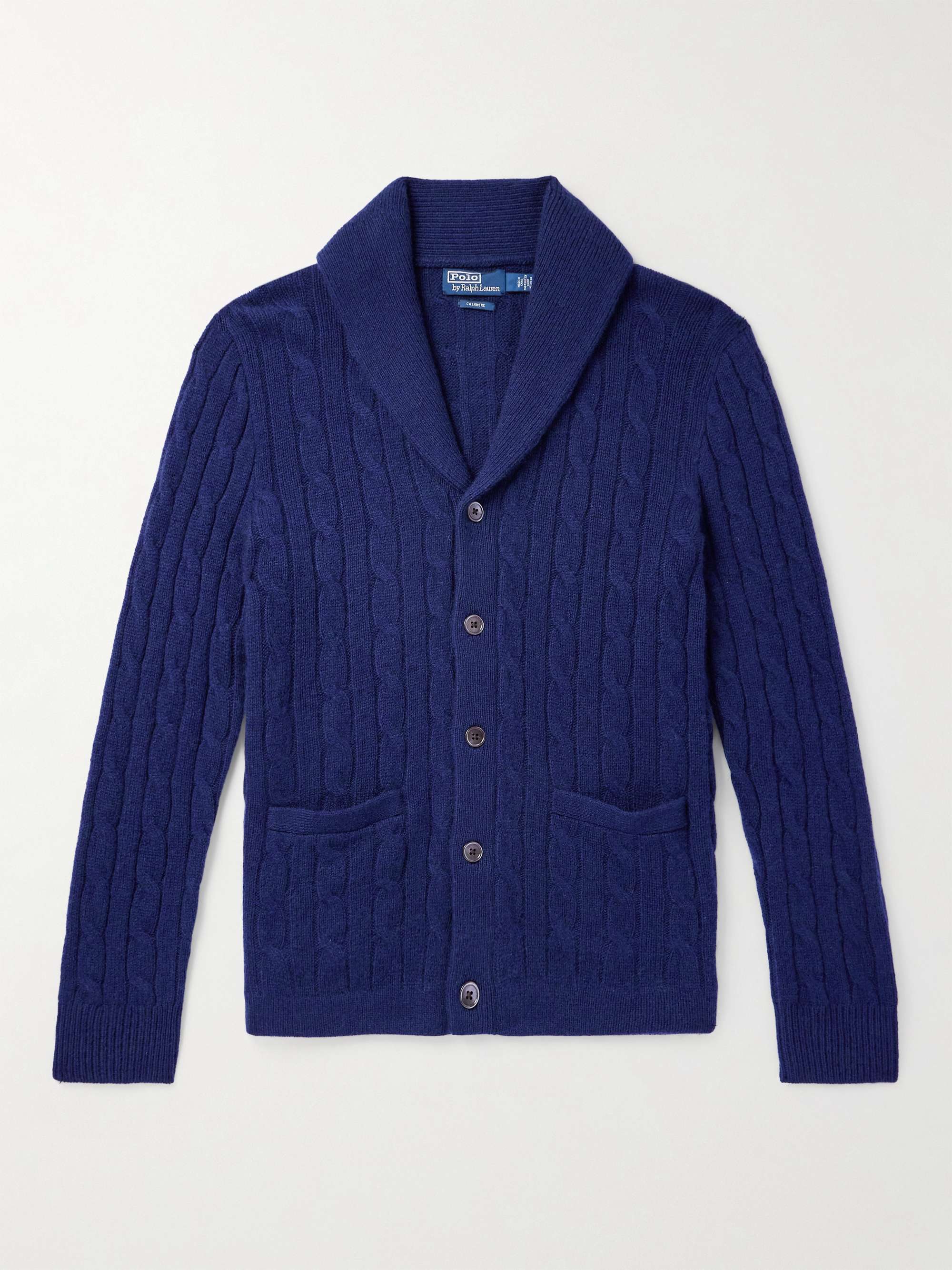 POLO RALPH LAUREN Shawl-Collar Cable-Knit Cashmere Cardigan for Men ...