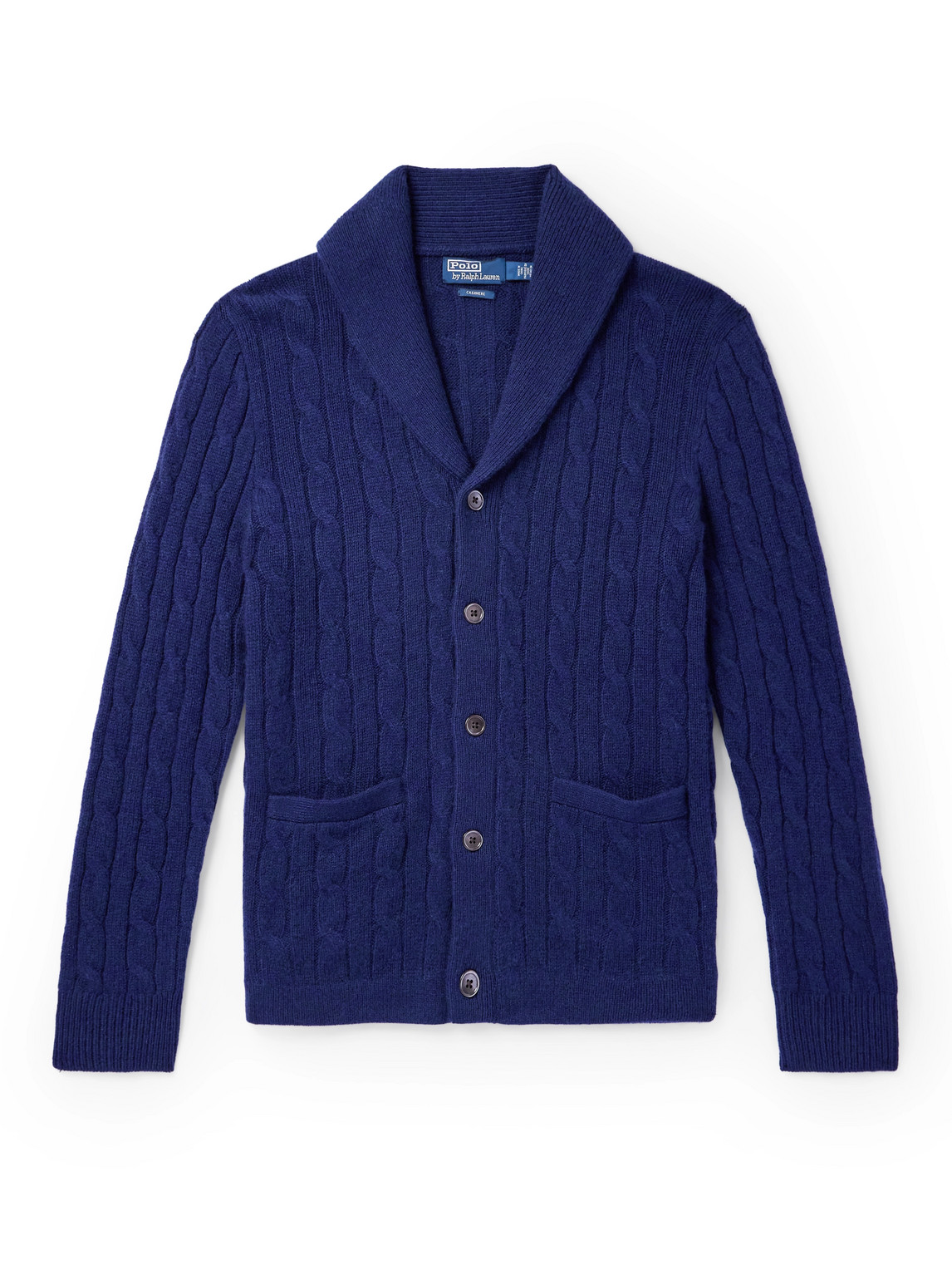 Polo Ralph Lauren Shawl-collar Cable-knit Cashmere Cardigan In Blue