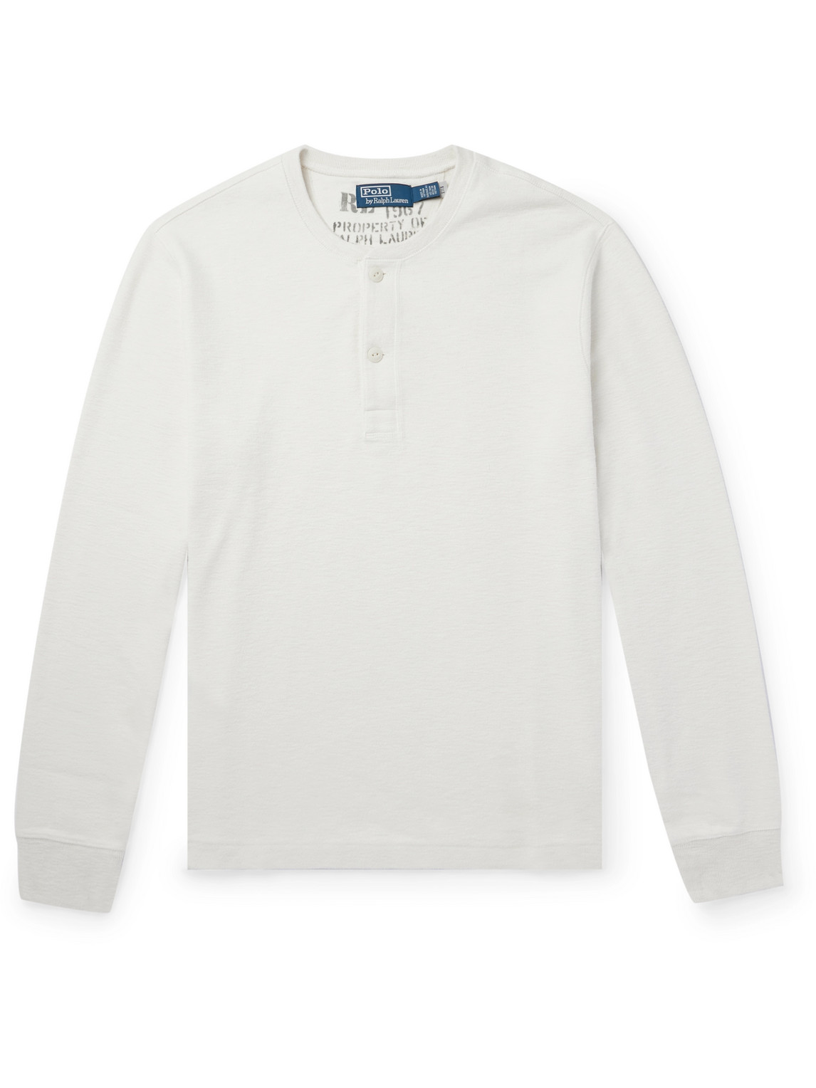 Polo Ralph Lauren Cotton-moleskin Henley Sweatshirt In Neutrals