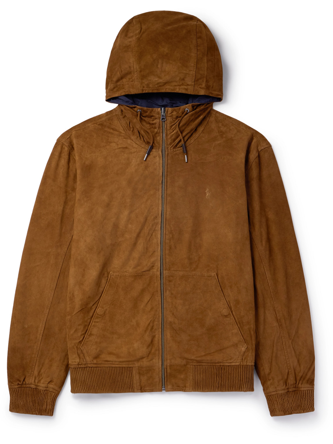 Shop Polo Ralph Lauren Reversible Suede And Taffeta Hooded Jacket In Brown